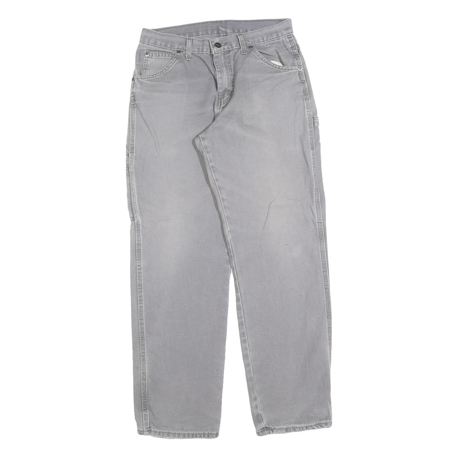 DICKIES Mens Regular Grey Denim Jeans W30 L30 Workwear Cotton Blend Zip Closure Refurbished - N/A refurbished available on Cerqular