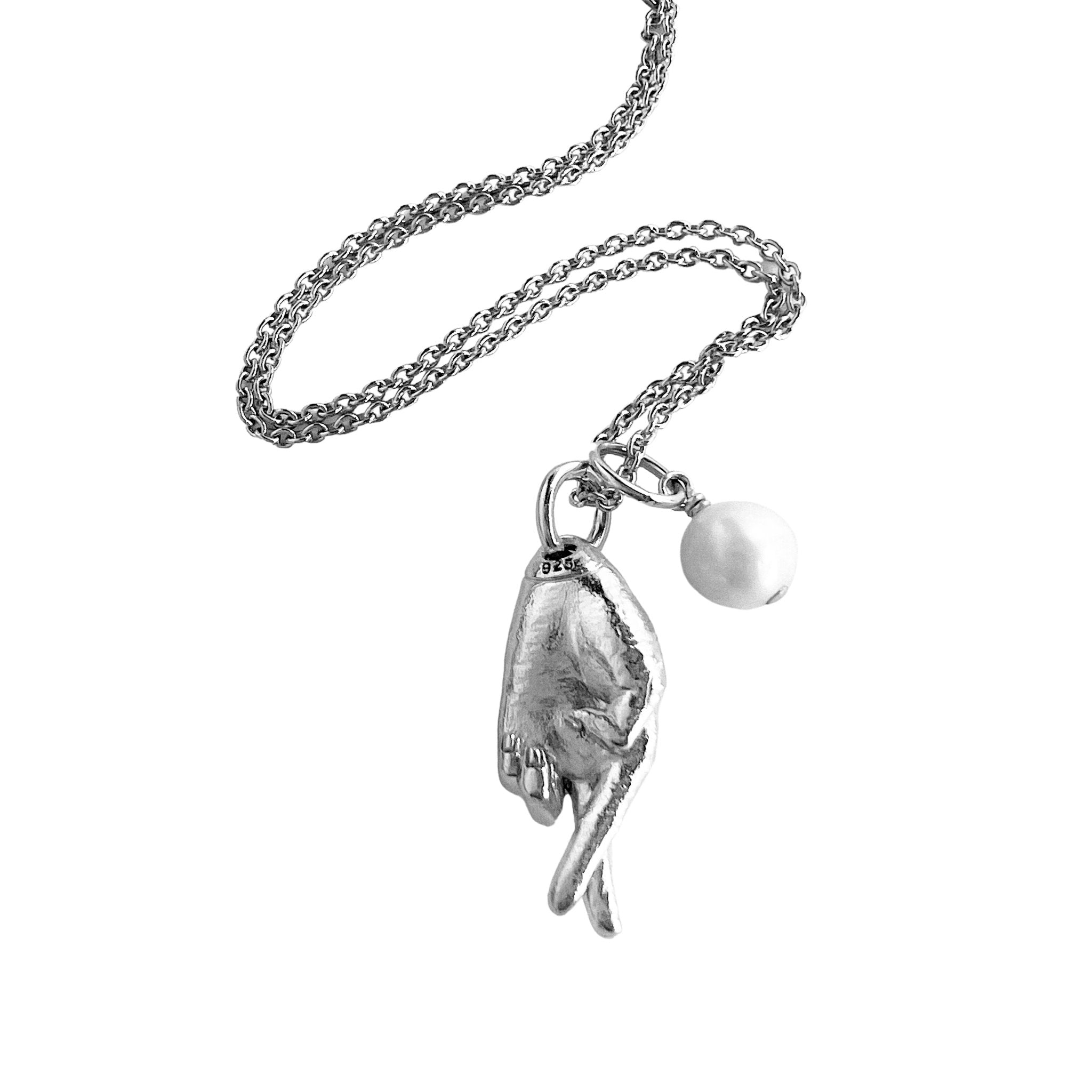 Good Luck Charm Necklace & Pearl Duo in Silver | Size: .75 inch Charm + 18 inch Chain Refurbished - N/A (There is no well-known brand by the name "A refurbished available on Cerqular