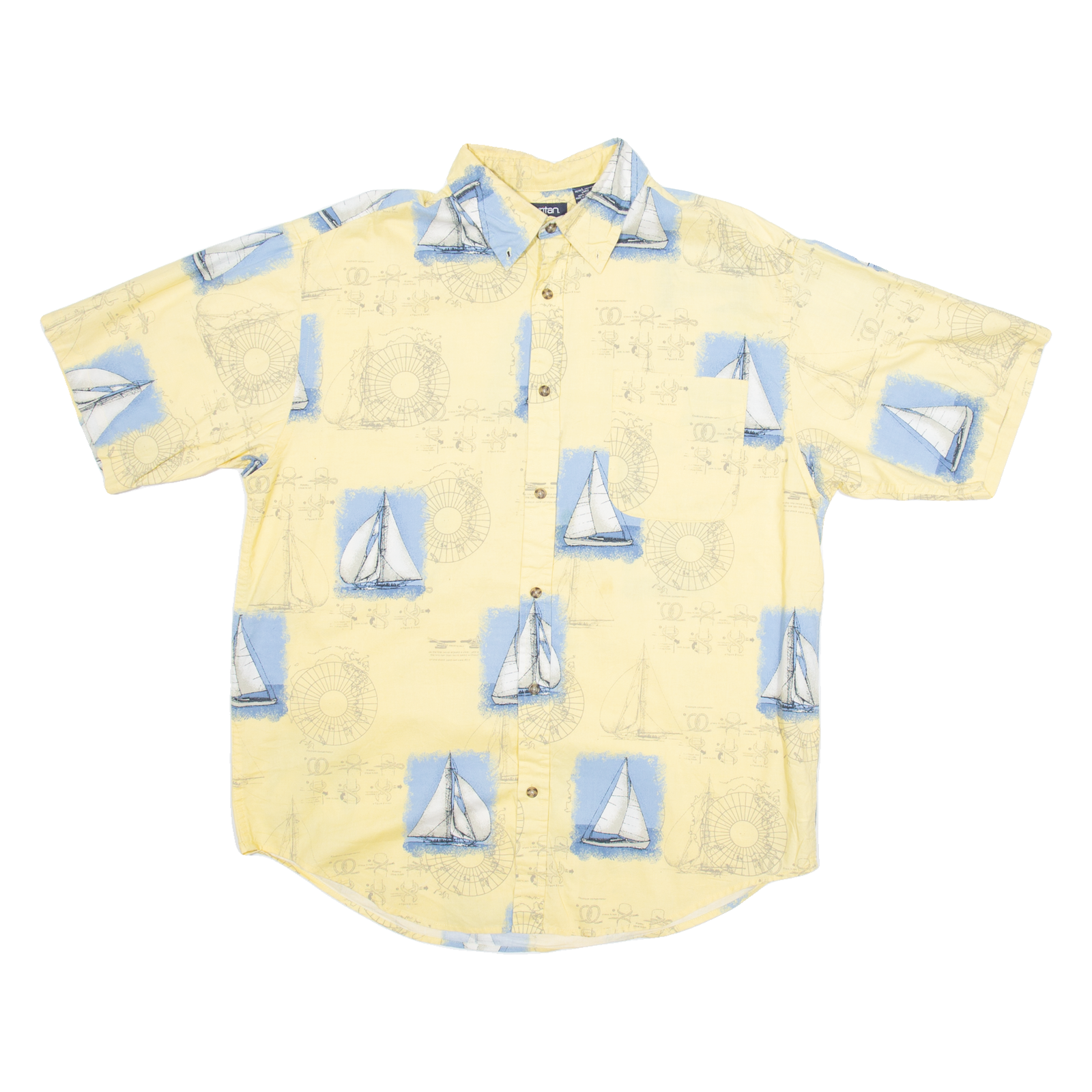 PURITAN Mens Shirt Yellow Crazy Pattern L Refurbished - N/A refurbished available on Cerqular