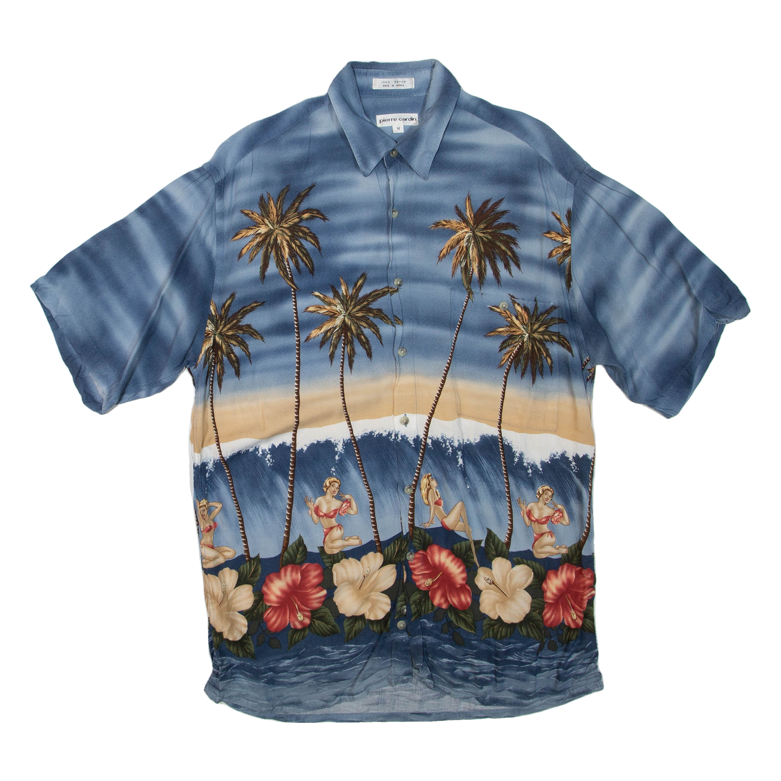 PIERRE CARDIN Mens Hawaiian Shirt Blue Crazy Pattern M Refurbished - N/A refurbished available on Cerqular