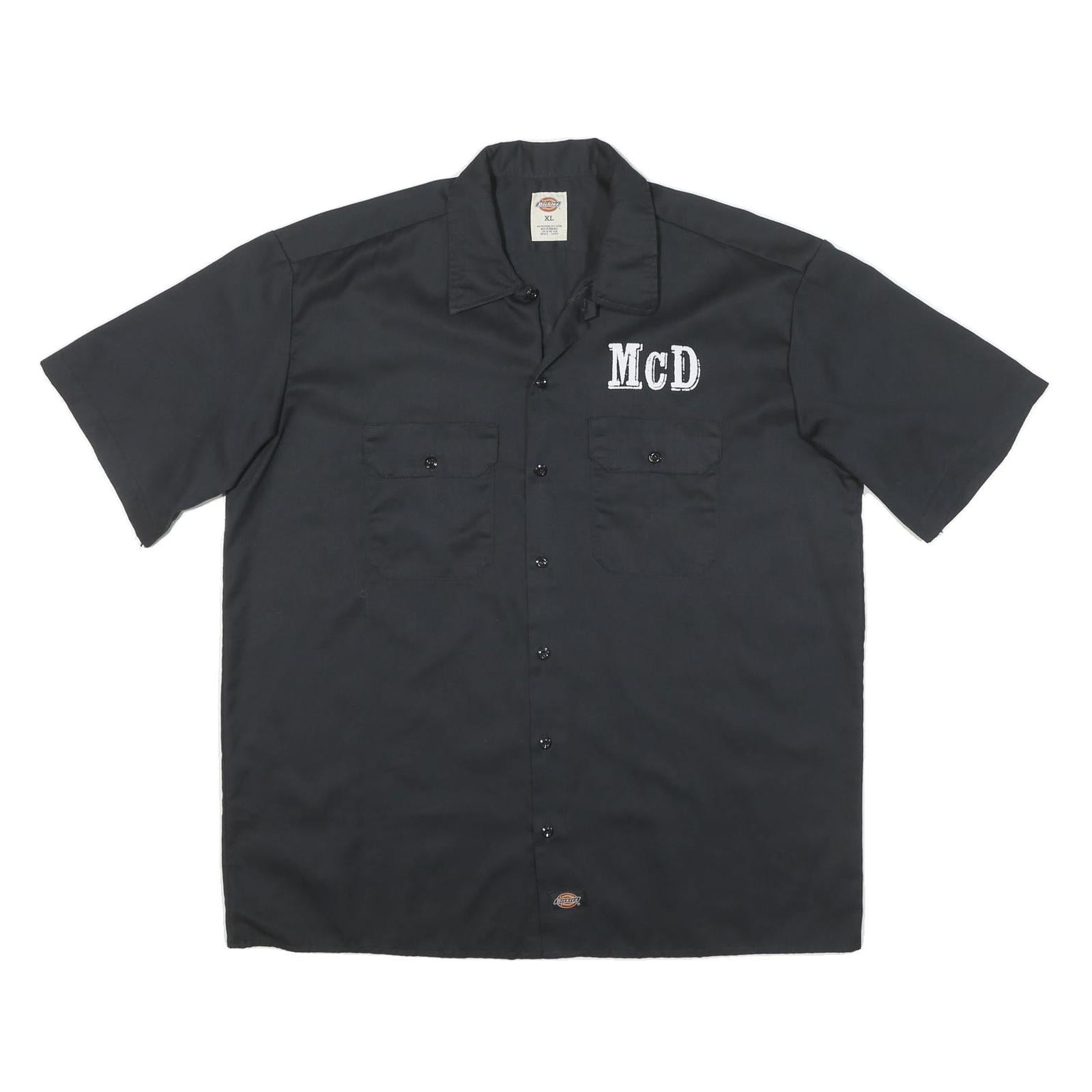 DICKIES Mens Black Work Shirt XL Cotton Blend Button Up with Motivational Print Refurbished - N/A refurbished available on Cerqular