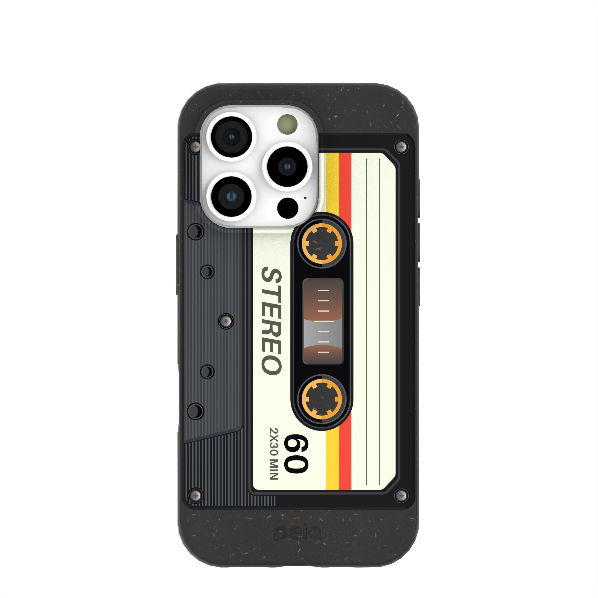 Black Cassette iPhone 16 Pro Case Refurbished - Pela Case refurbished available on Cerqular