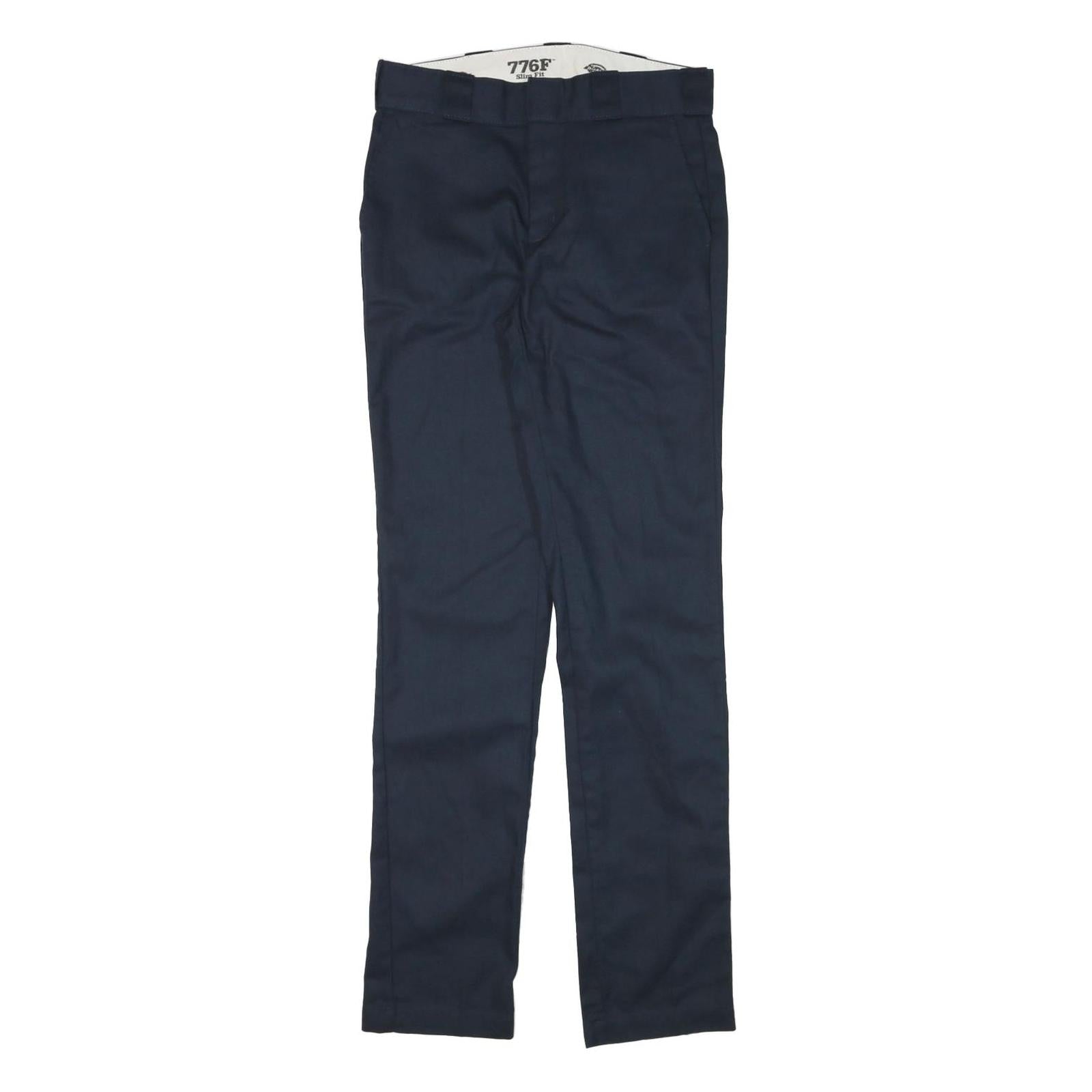 DICKIES Womens Regular Fit Navy Blue Cotton Blend Straight Leg Trousers W28 L32 Refurbished - N/A refurbished available on Cerqular
