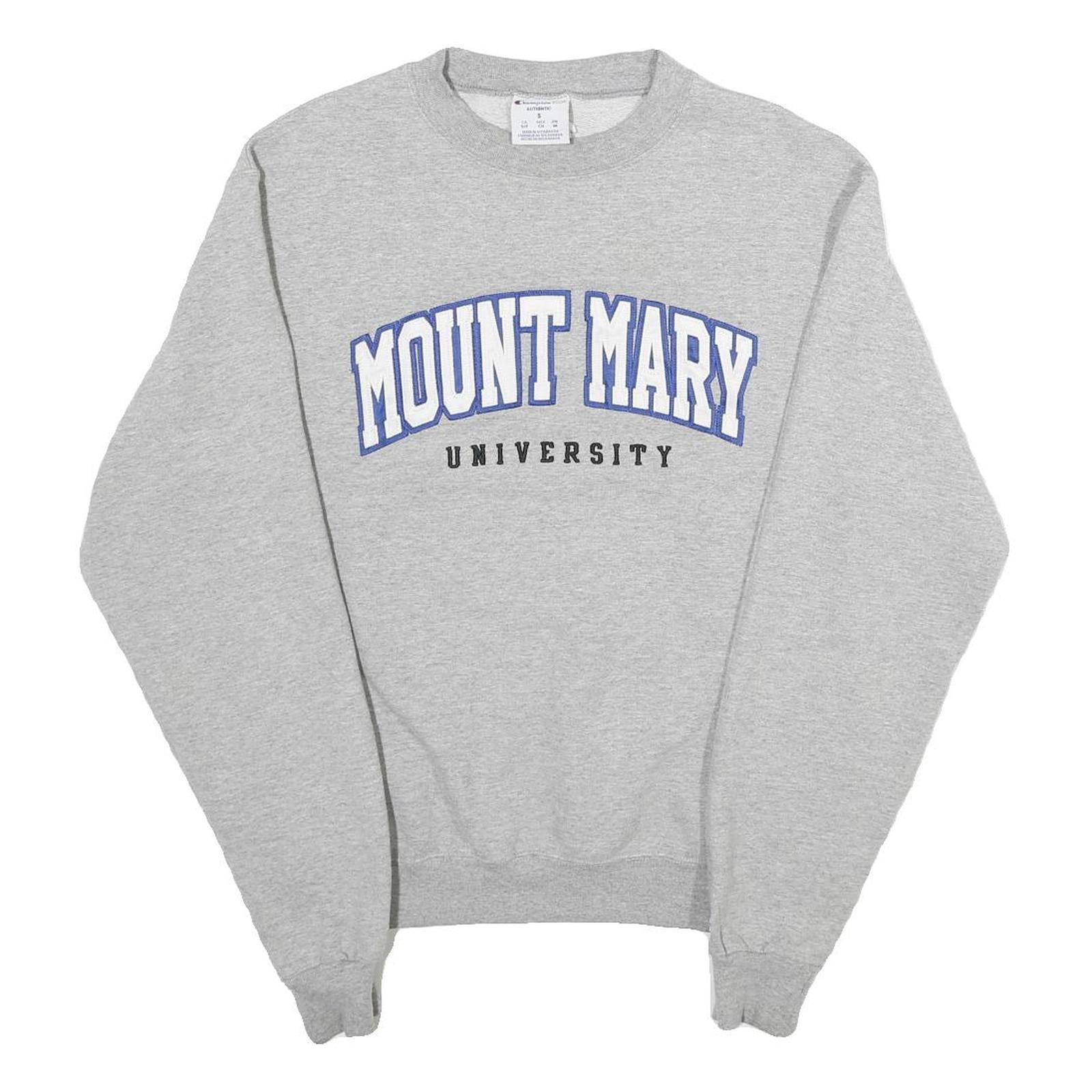 CHAMPION Mens Grey Mount Mary University Crew Neck S Cotton Blend Sweatshirt Refurbished - N/A refurbished available on Cerqular
