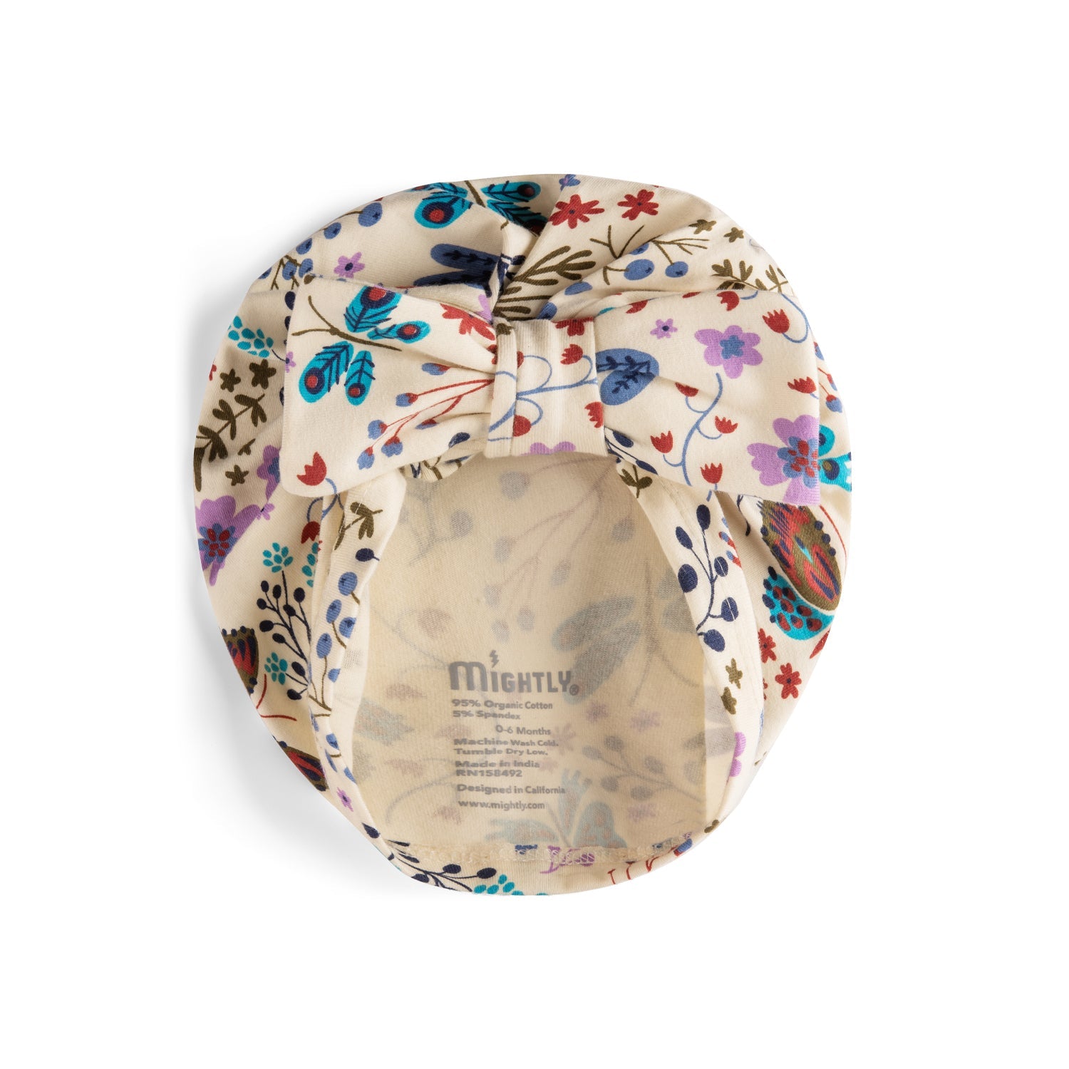 Organic Cotton Baby Bow Turban: Botanical Floral | color: Botanical Floral | size: 0-6 months Refurbished - N/A (Note: There is no well-known brand named "M refurbished available on Cerqular