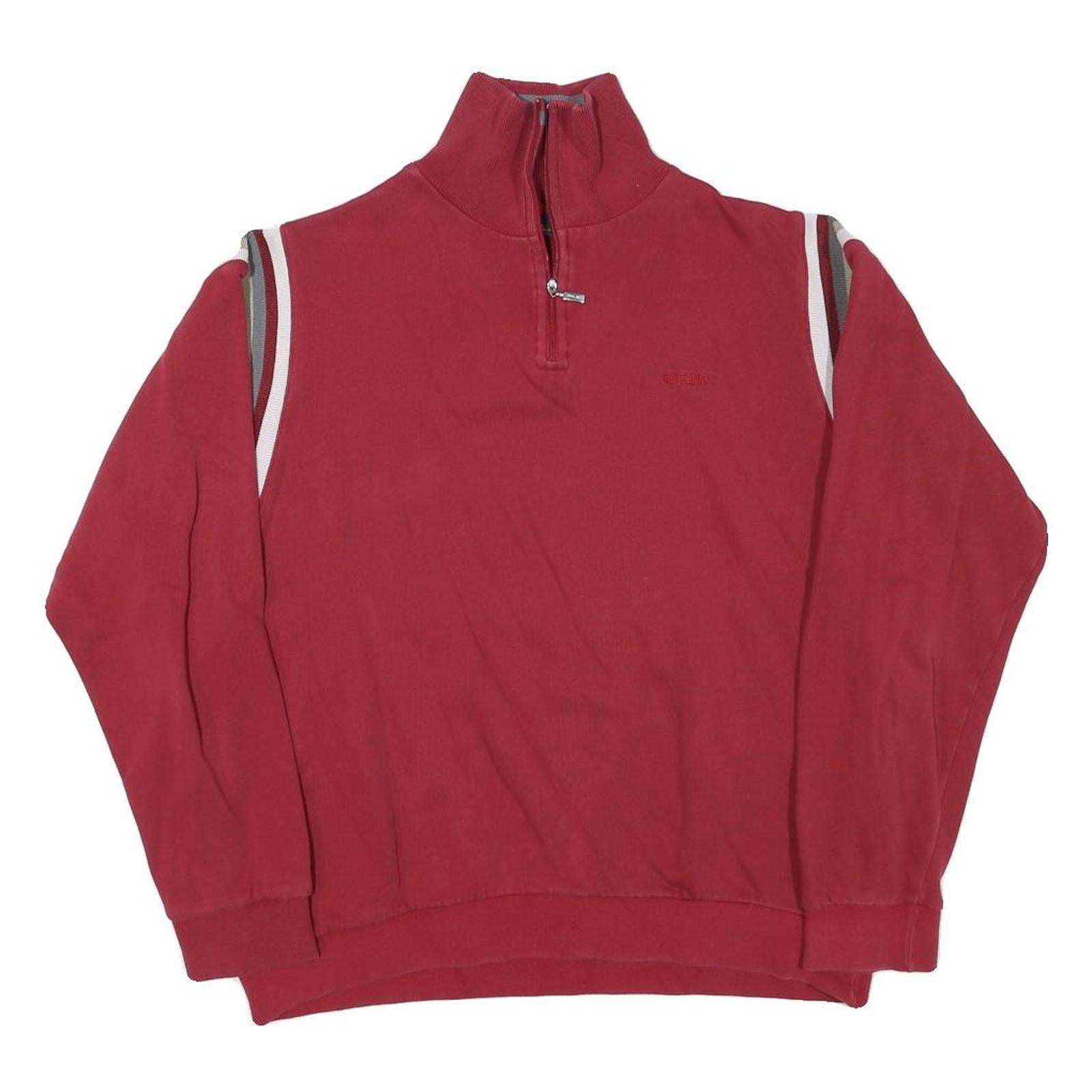 GIN TONIC Mens Red Sweatshirt Half Zip M Casual Cotton Blend Retro Style Refurbished - N/A refurbished available on Cerqular
