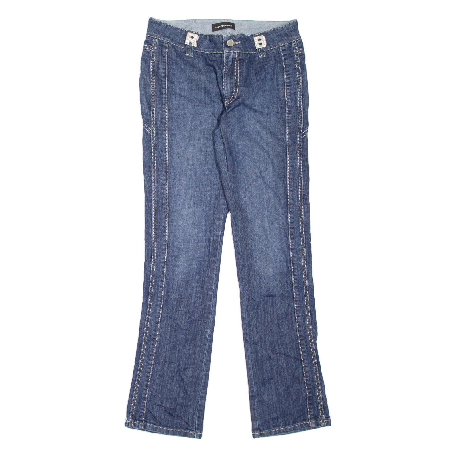 ROCCO BAROCCO Womens Jeans Blue Regular Straight Stone Wash W30 L31 Refurbished - N/A refurbished available on Cerqular