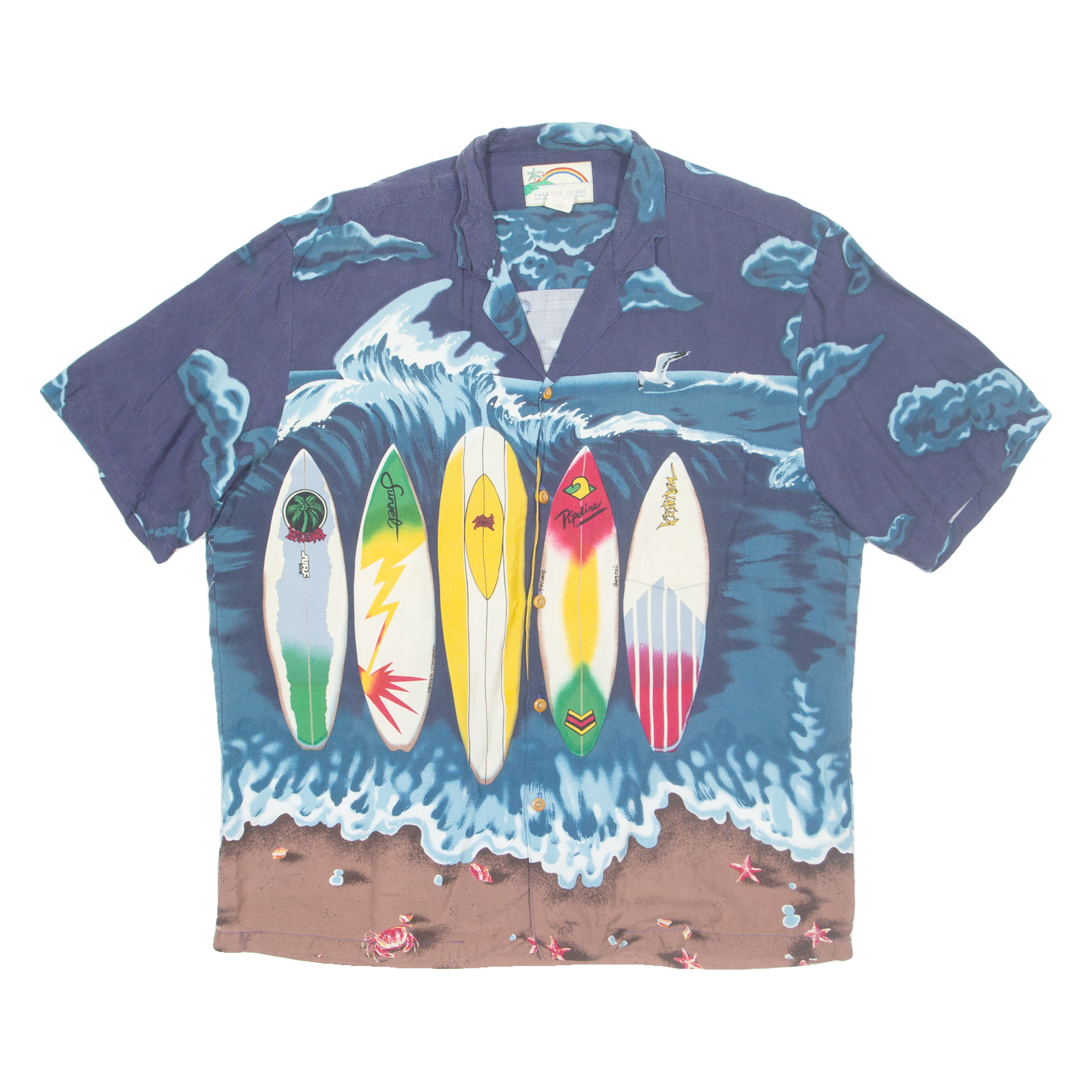 PARADISE FOUND Mens Hawaiian Shirt Blue Crazy Pattern L Refurbished - N/A refurbished available on Cerqular
