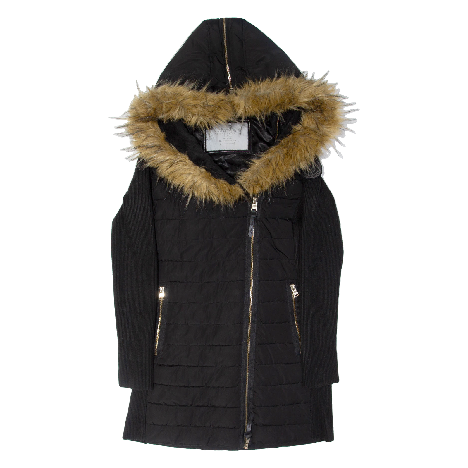 CALVIN KLEIN Womens Parka Coat Black Hooded XS Refurbished - N/A refurbished available on Cerqular