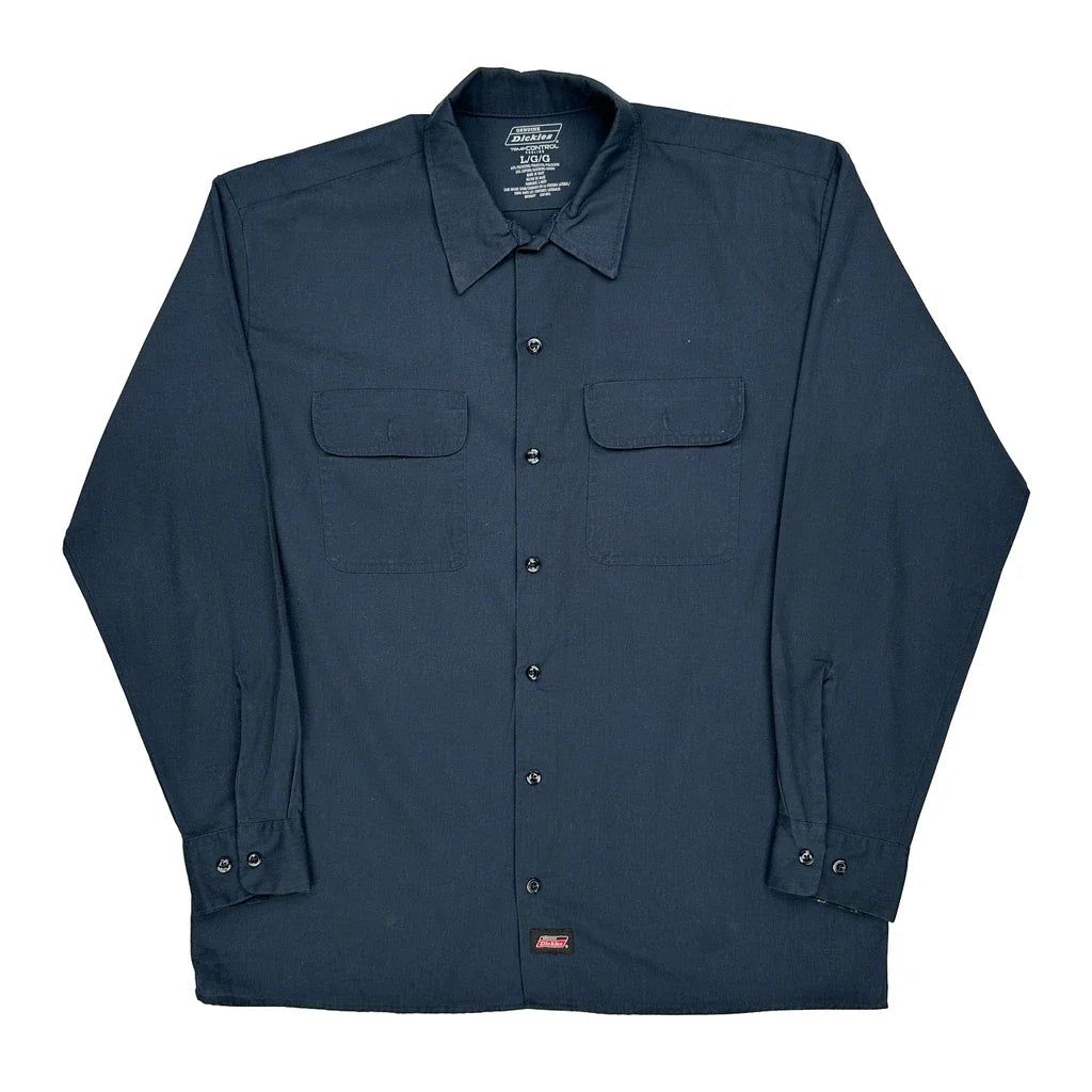 Buy Dickies Shirt - Large Navy Polyester Blend Refurbished - $40.19 Dickies Shirt - Large Navy Polyester Blend Refurbished - Thrifted (note: this is a term often used to describe second- refurbished available on Cerqular
