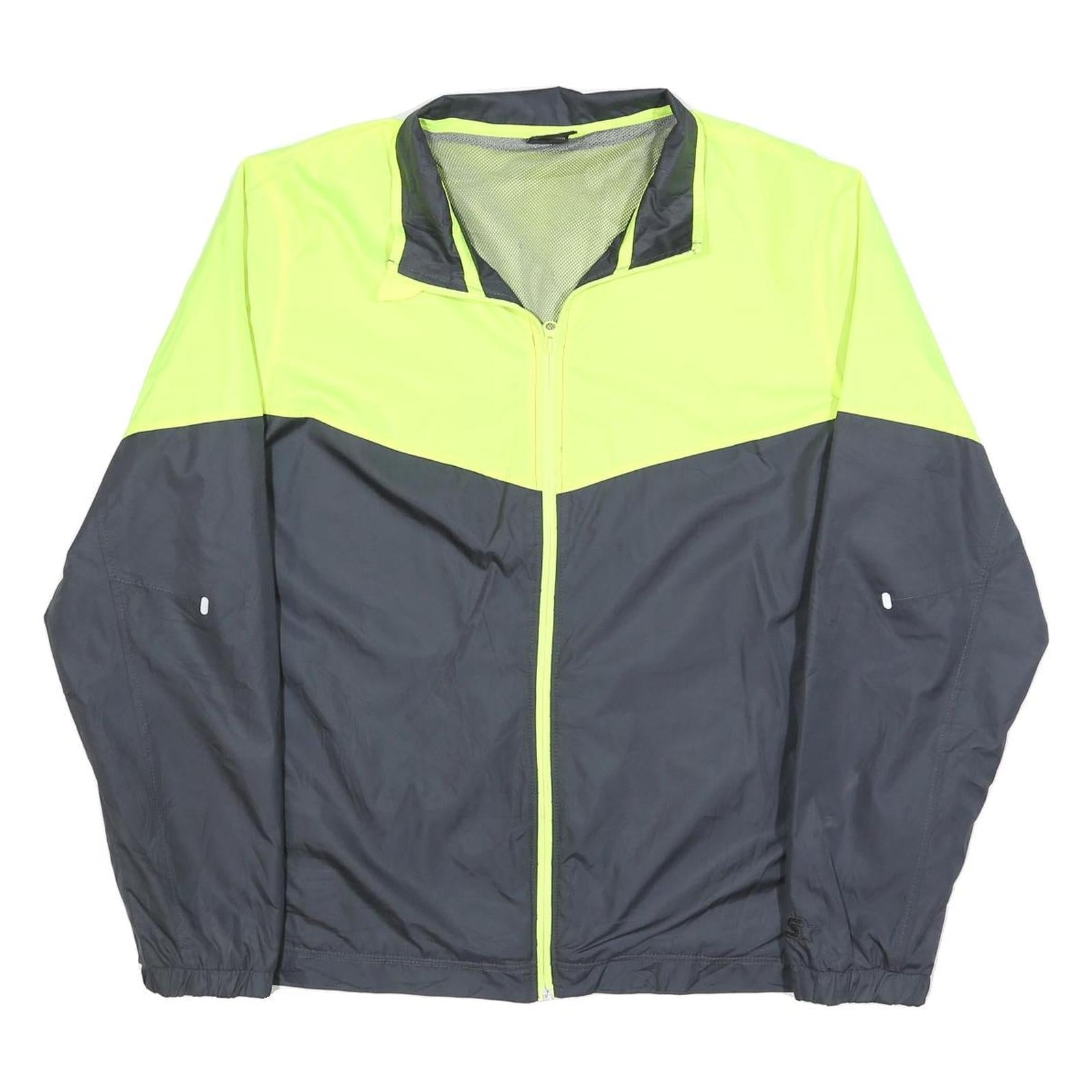 STARTER Mens Yellow & Grey Track Jacket L Polyester Blend Colourblock Zip Refurbished - N/A refurbished available on Cerqular