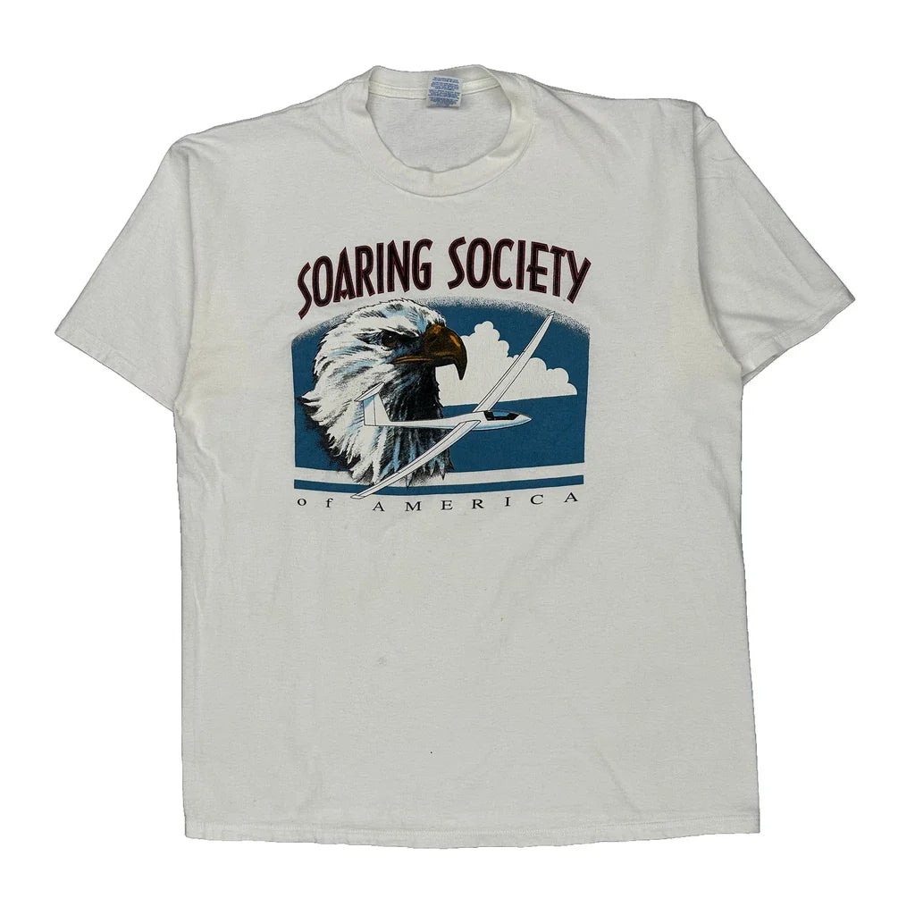 Soaring Society Of America Jerzees Graphic T-Shirt - XL White Cotton Refurbished - Thrifted (note: this is a term often used to describe second- refurbished available on Cerqular