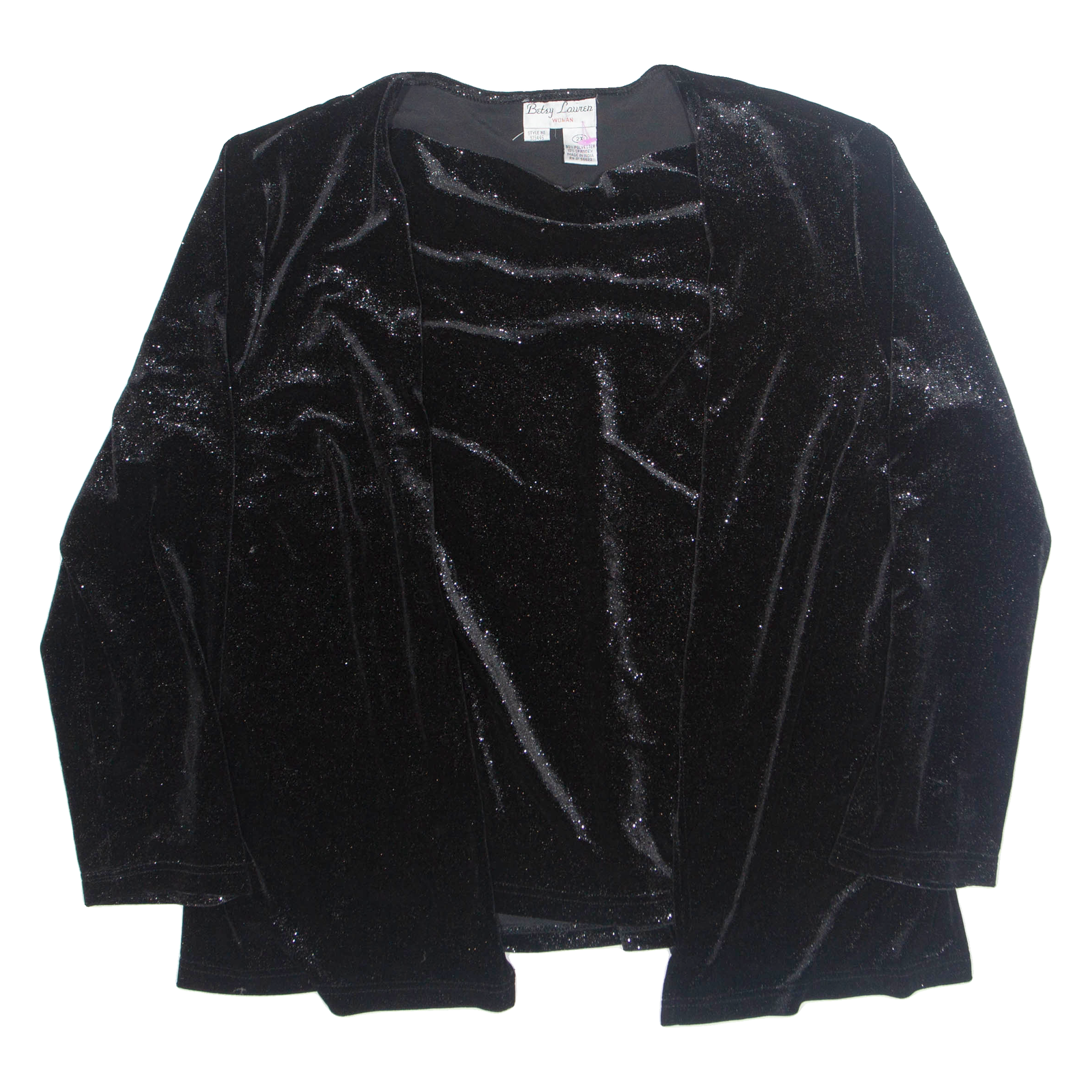 BETSY LAUREN Womens Kimono Blouse Black Long Sleeve XL Refurbished - N/A refurbished available on Cerqular