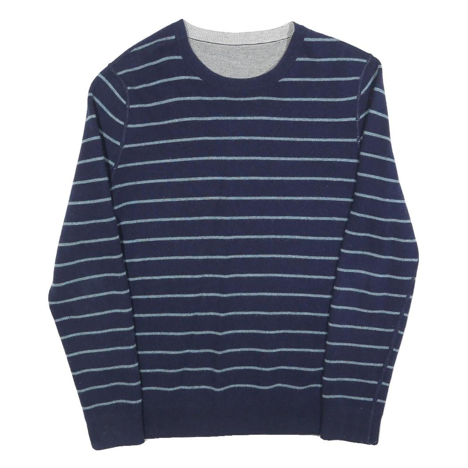 Mens Navy Blue Striped Plain Crew Neck Regular Fit Jumper Size M Casual Refurbished - N/A refurbished available on Cerqular