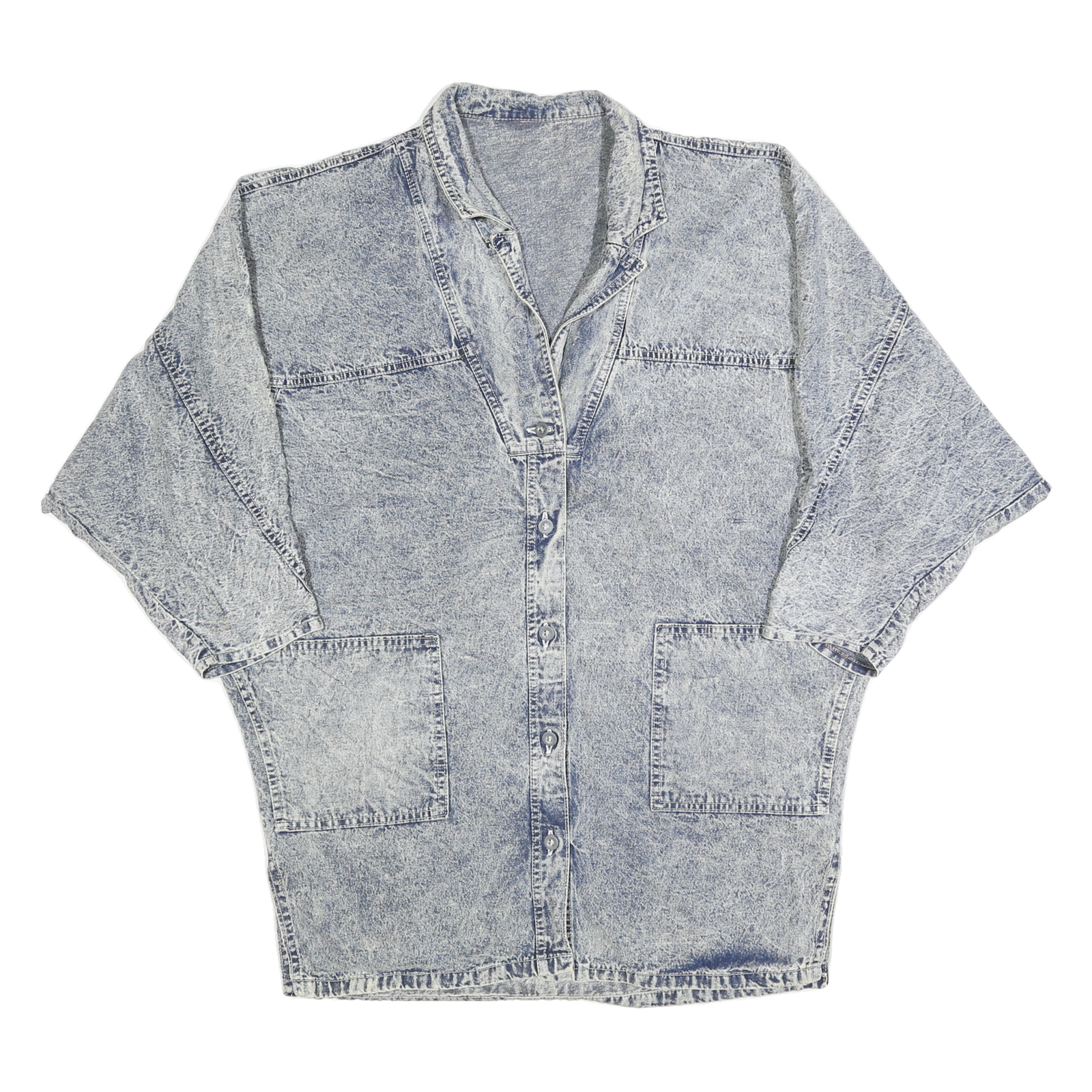 Womens Blue Cotton Blend Denim Jacket XL Button Closure Plain Vintage Style Refurbished - N/A refurbished available on Cerqular