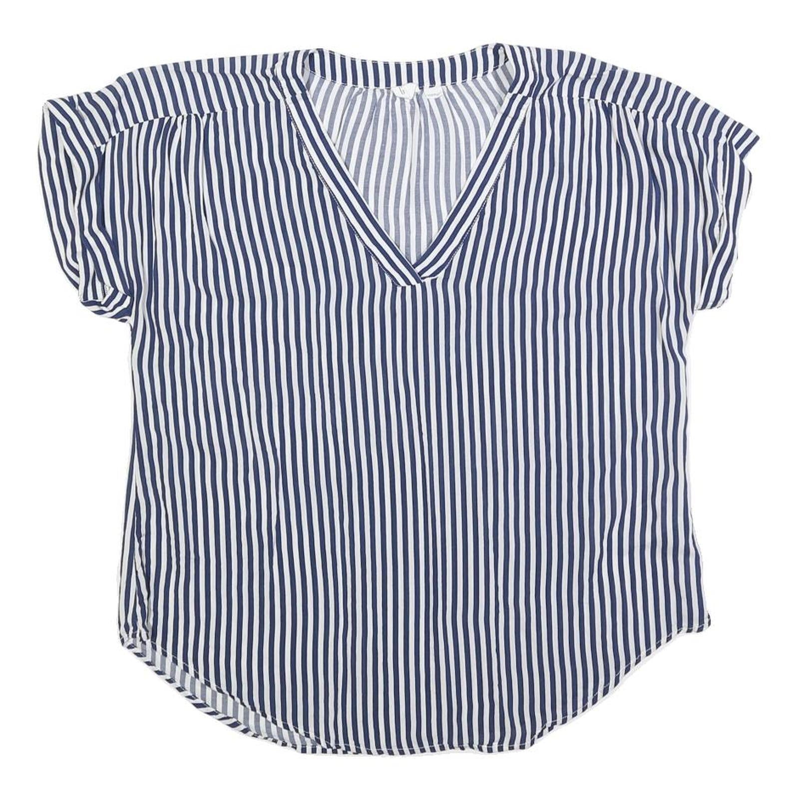 GAP Womens Blue & White Striped Top Short Sleeve V-Neck M Lightweight Casual Refurbished - N/A refurbished available on Cerqular