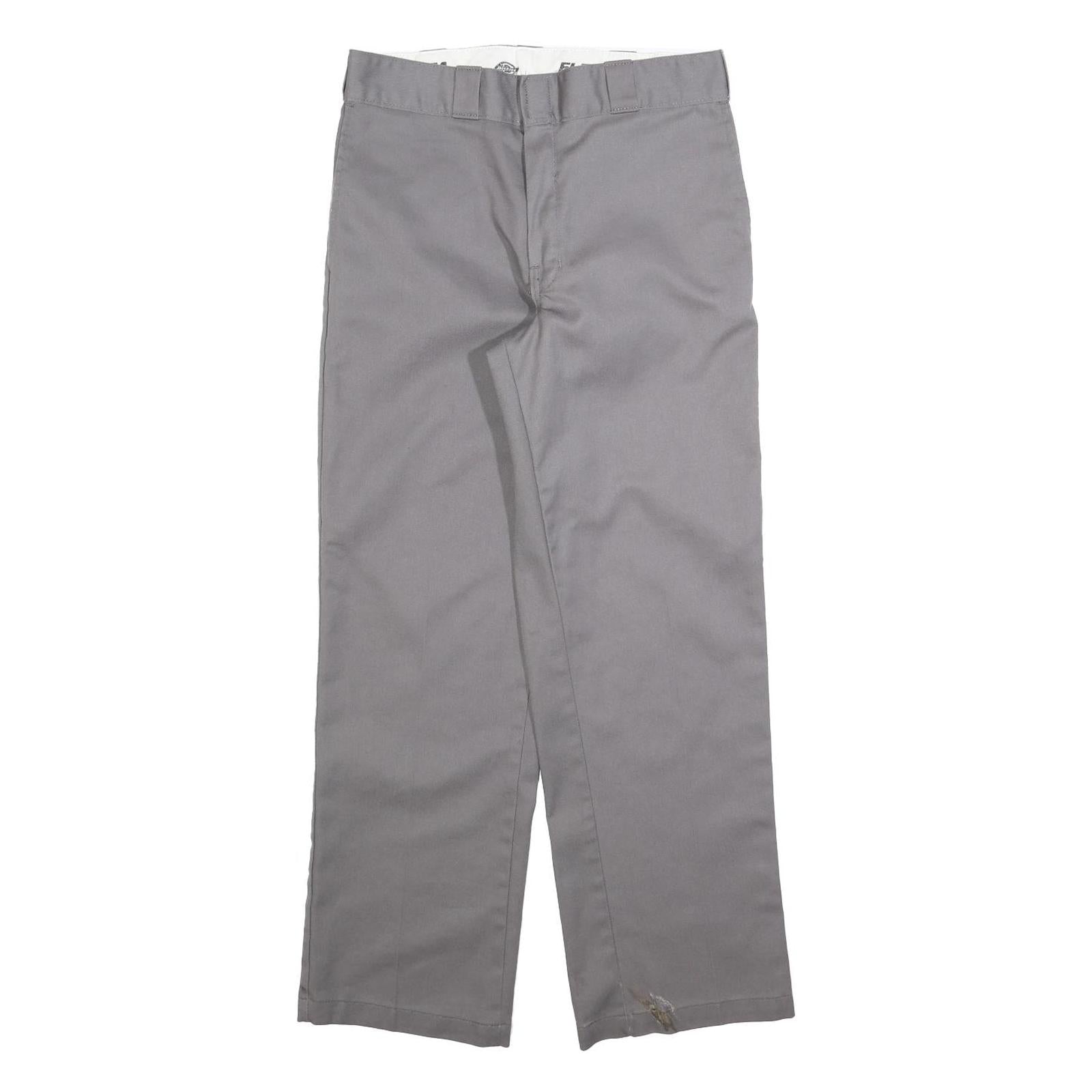 DICKIES Mens Cotton Blend Grey Regular Straight Trousers W32 L30 Workwear Refurbished - N/A refurbished available on Cerqular