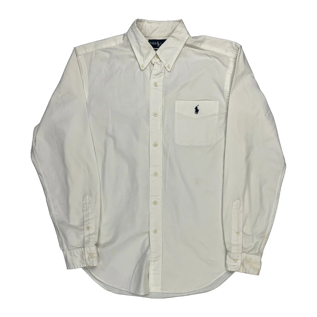 Ralph Lauren Shirt - Medium White Cotton Refurbished - Thrifted (note: this is a term often used to describe second- refurbished available on Cerqular
