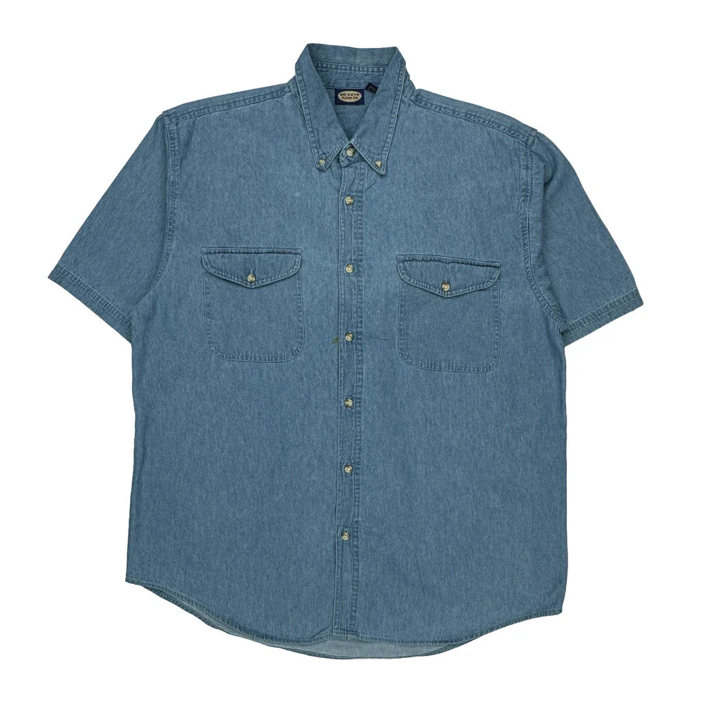88 Keys Denim Shirt - Large Blue Cotton Refurbished - Thrifted (note: this is a term often used to describe second- refurbished available on Cerqular