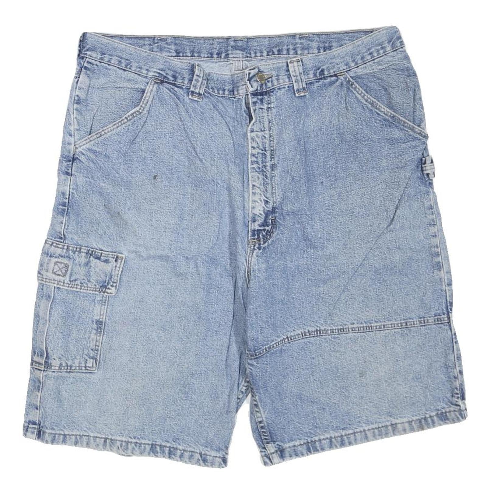 WRANGLER Mens Denim Blue Cargo Shorts XL W38 Cotton Blend Casual Pocketed Refurbished - N/A refurbished available on Cerqular
