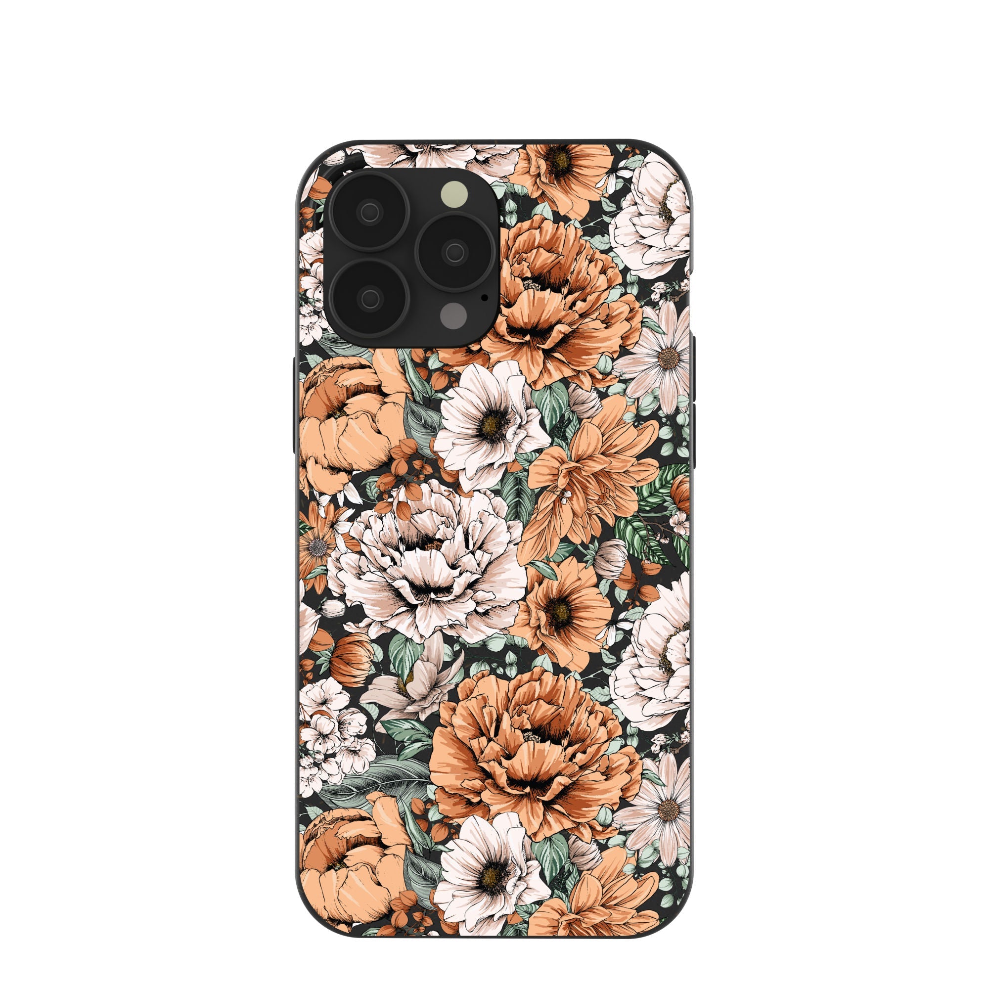 Black Peachy Peonies iPhone 13 Pro Max Case Refurbished - Pela Case refurbished available on Cerqular