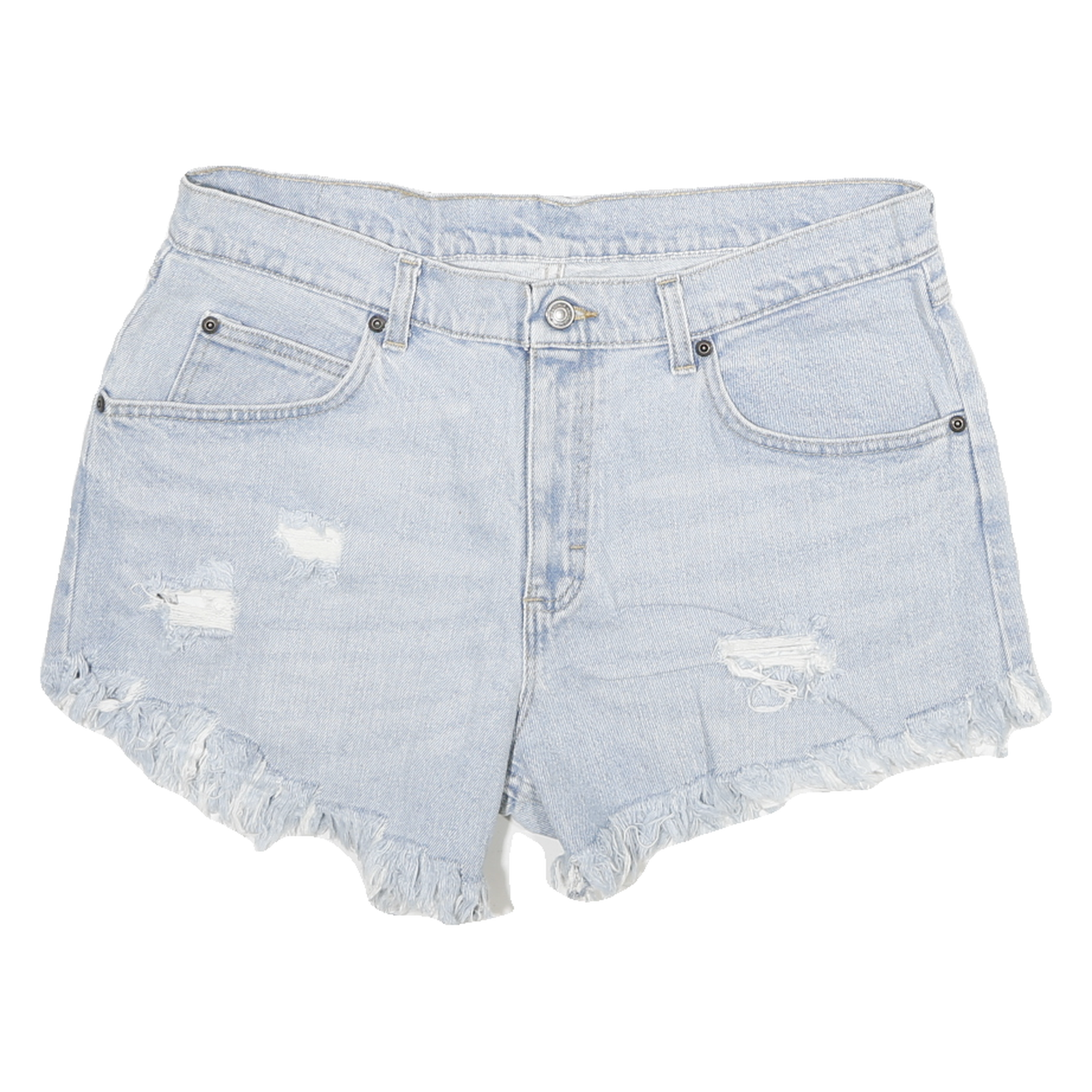 WRANGLER Womens Denim Blue Casual Shorts L W32 Distressed Cut-Off Refurbished - N/A refurbished available on Cerqular