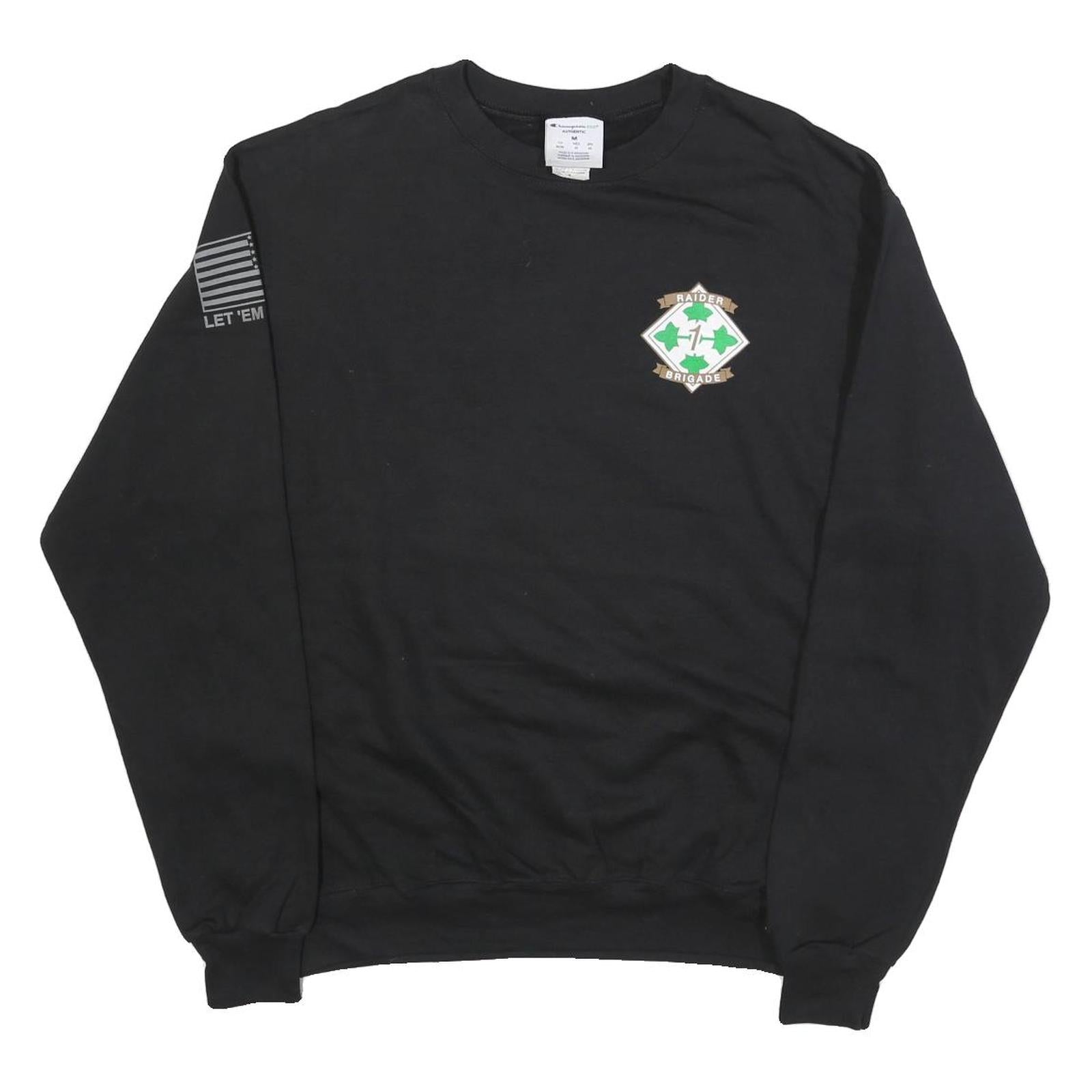 CHAMPION Mens Black Raider Brigade Graphic Crew Neck M Sweatshirt Cotton Blend Refurbished - N/A refurbished available on Cerqular