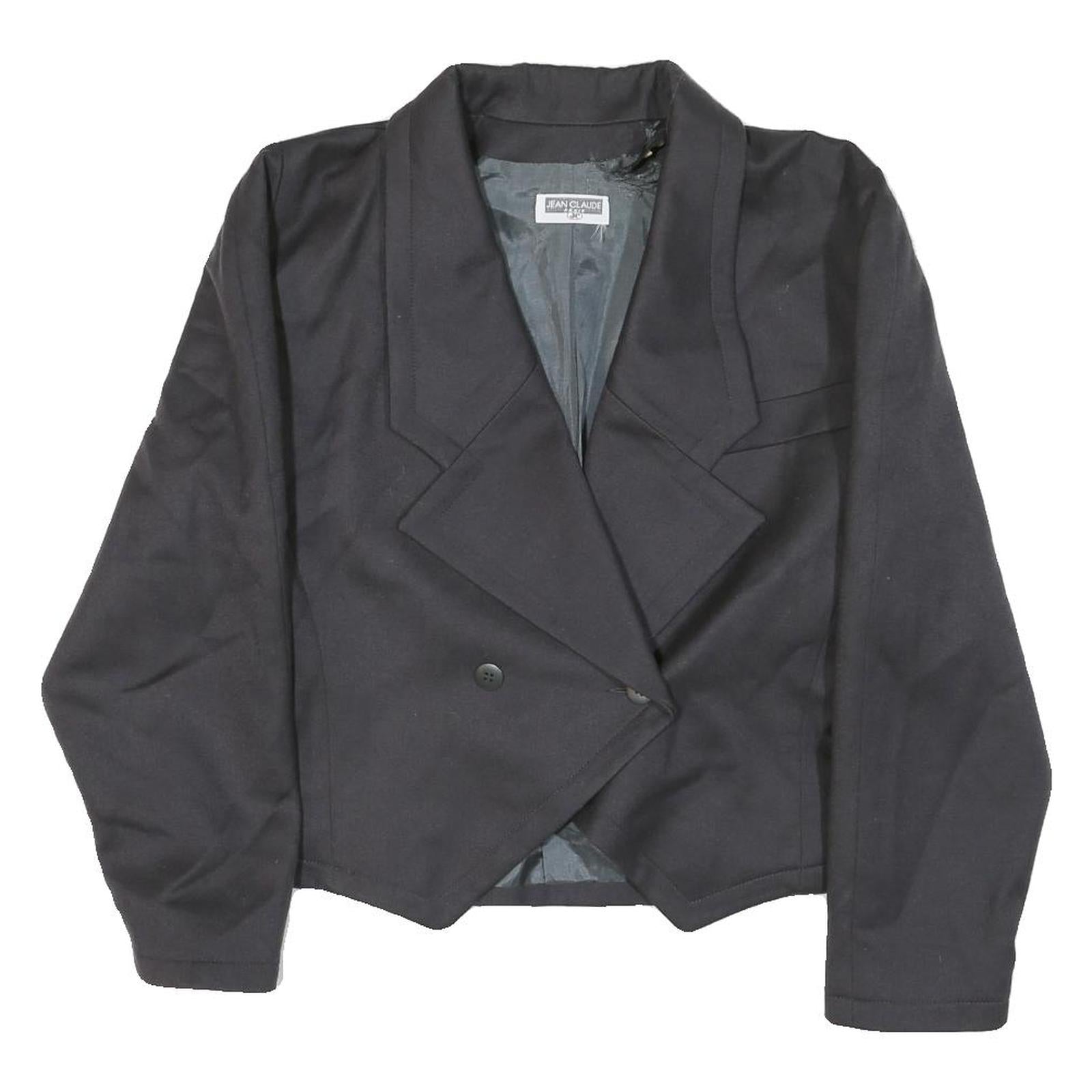 JEAN CLAUD Womens Black Button Jacket S Polyester Blend Classic Tailored Refurbished - N/A refurbished available on Cerqular