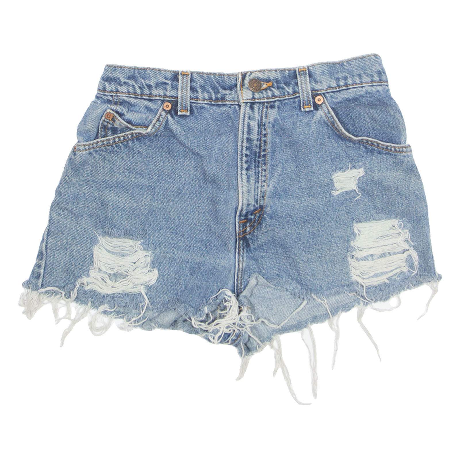 LEVI'S Cut Off Distressed Womens Denim Shorts Blue S W26 Refurbished - N/A refurbished available on Cerqular