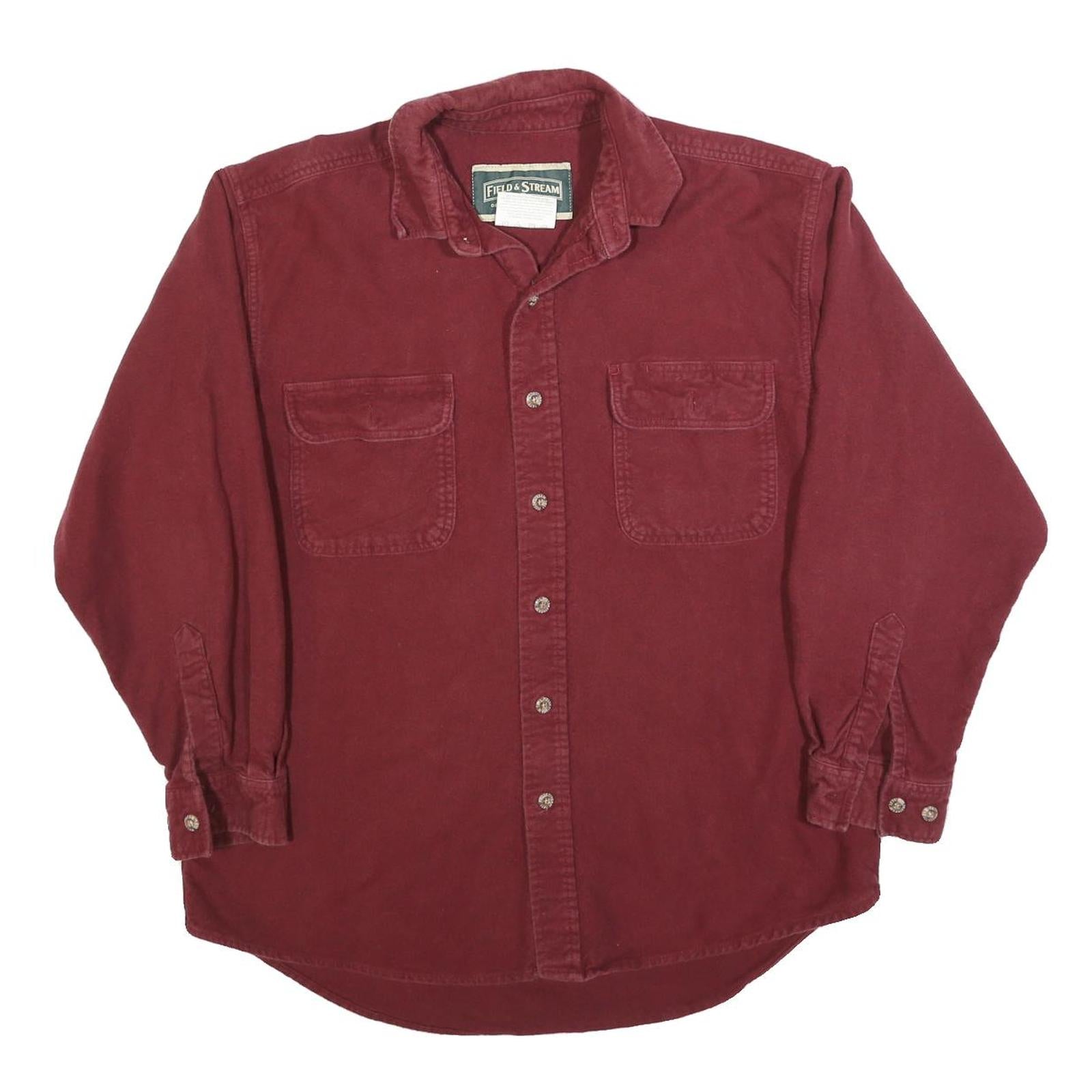 FIELD & STREAM Mens Maroon Cotton Blend Shirt L Casual Workwear Button Pocket Refurbished - N/A refurbished available on Cerqular