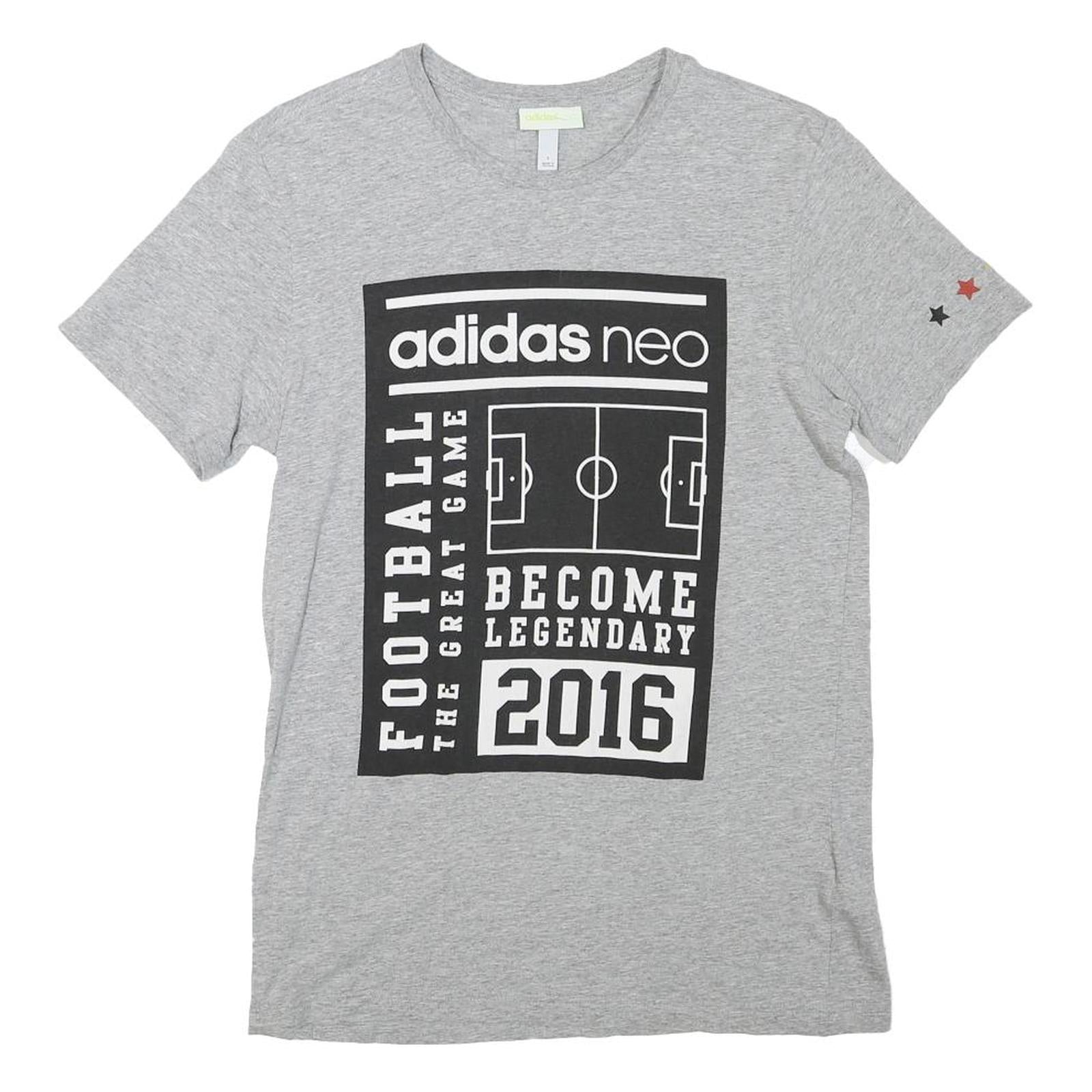 ADIDAS Mens Grey Football Graphic T-Shirt S Short Sleeve Crew Neck Casual Refurbished - N/A refurbished available on Cerqular