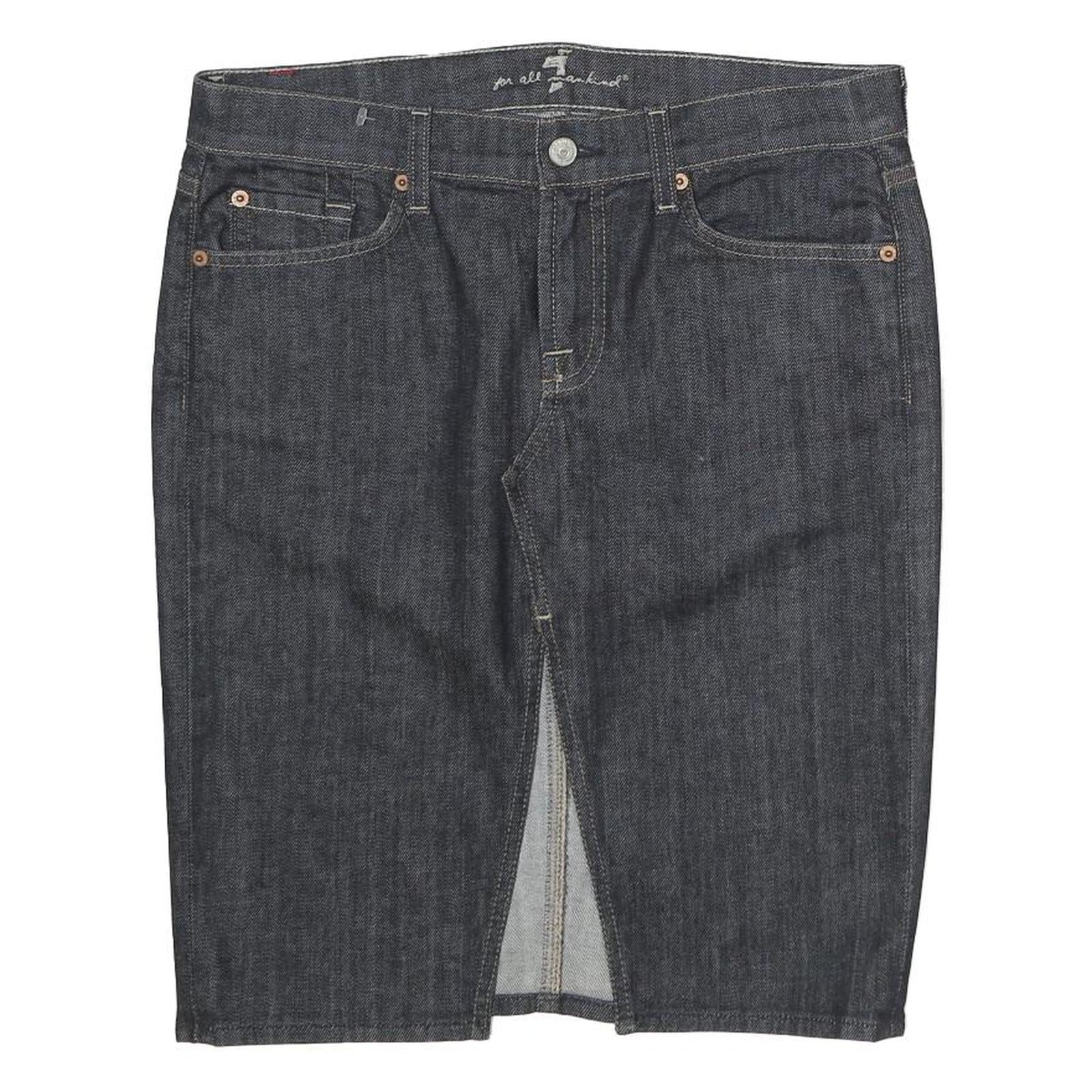 7 FOR ALL MANKIND Womens Blue Denim Mini Skirt Cotton M Casual Straight Zip Refurbished - N/A refurbished available on Cerqular
