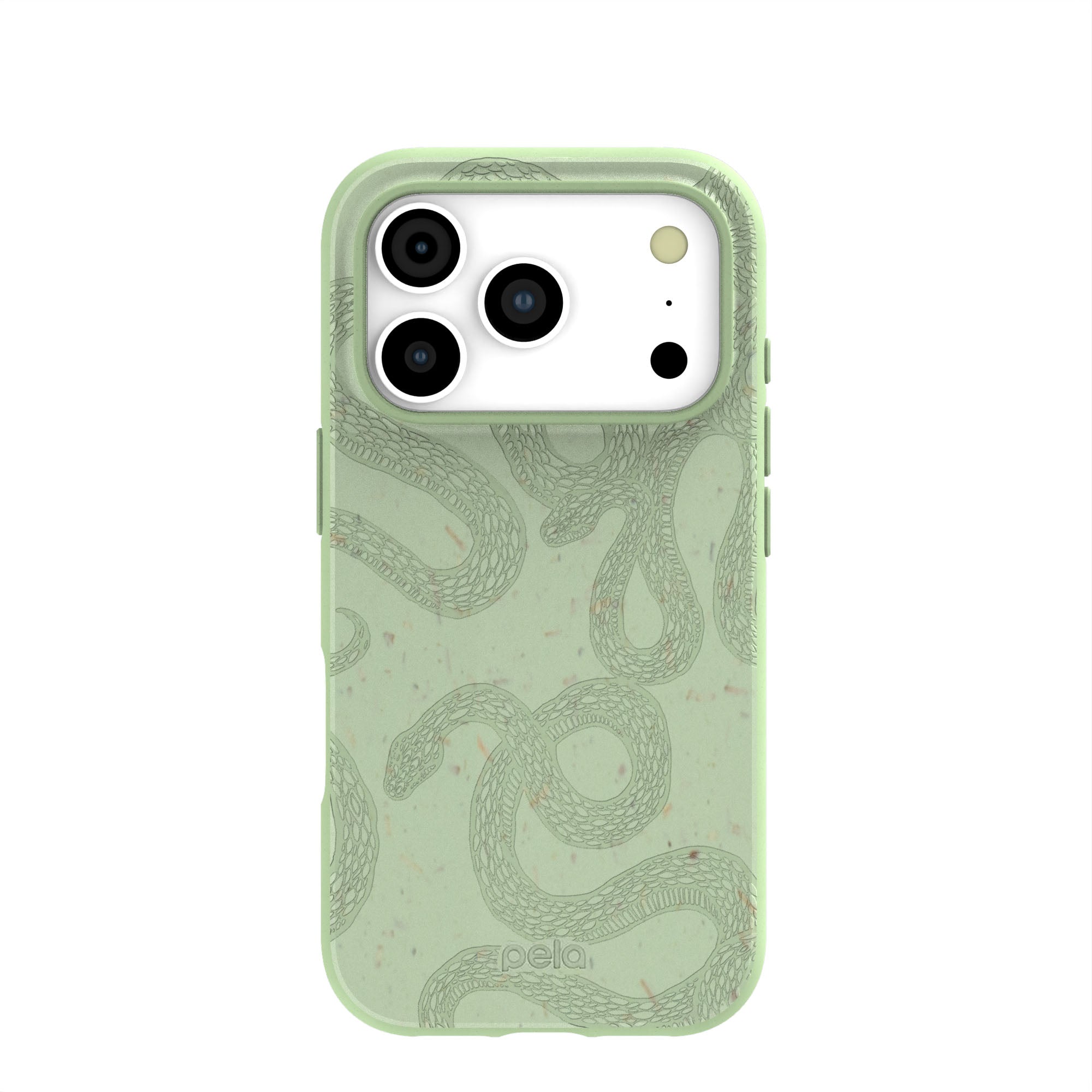 Sage Green Snaky iPhone 17 Pro Case | MagSafe Compatibility: Without MagSafe Refurbished - Pela Case refurbished available on Cerqular