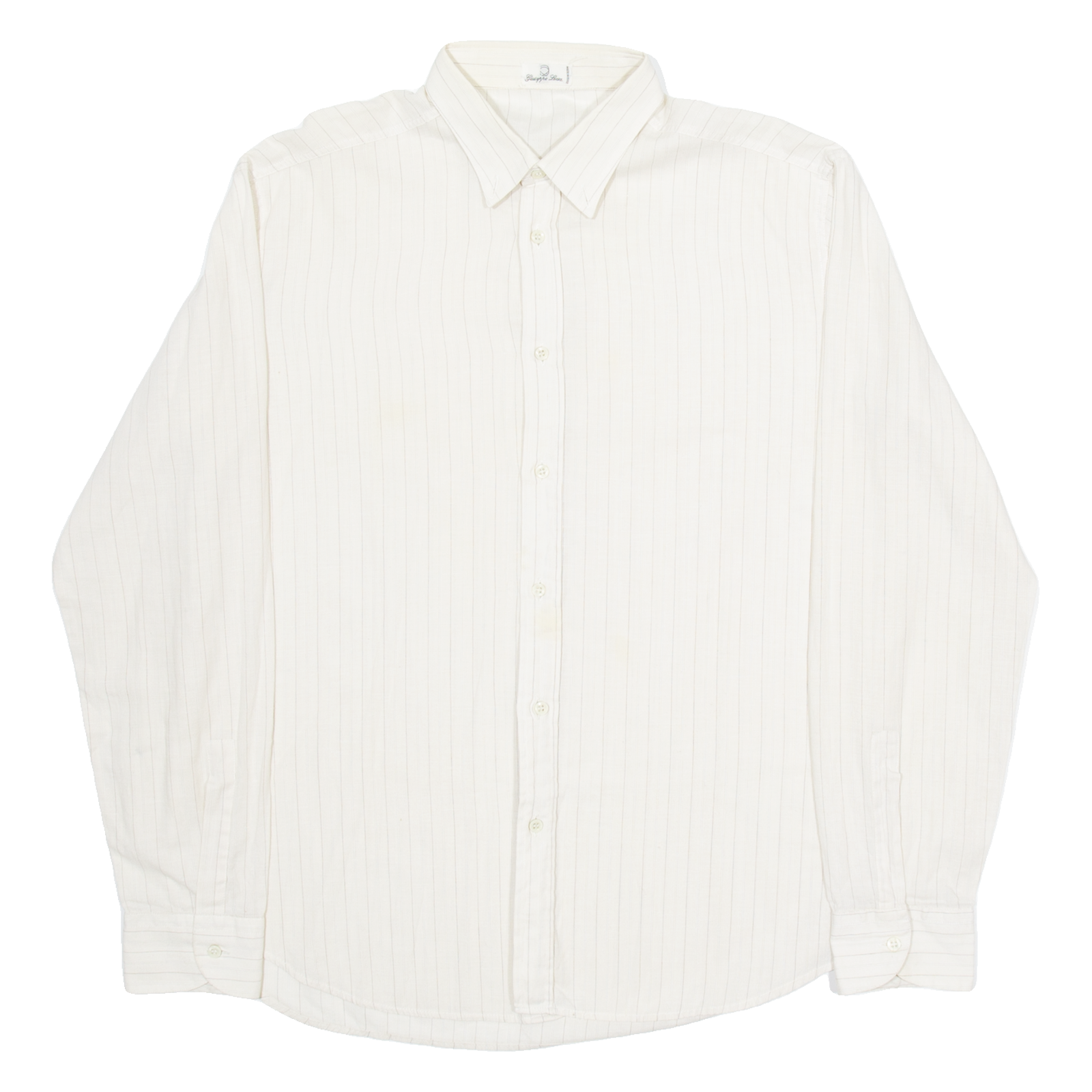 GIUSEPPE LENSA Mens Shirt Beige Striped Long Sleeve M Refurbished - N/A refurbished available on Cerqular