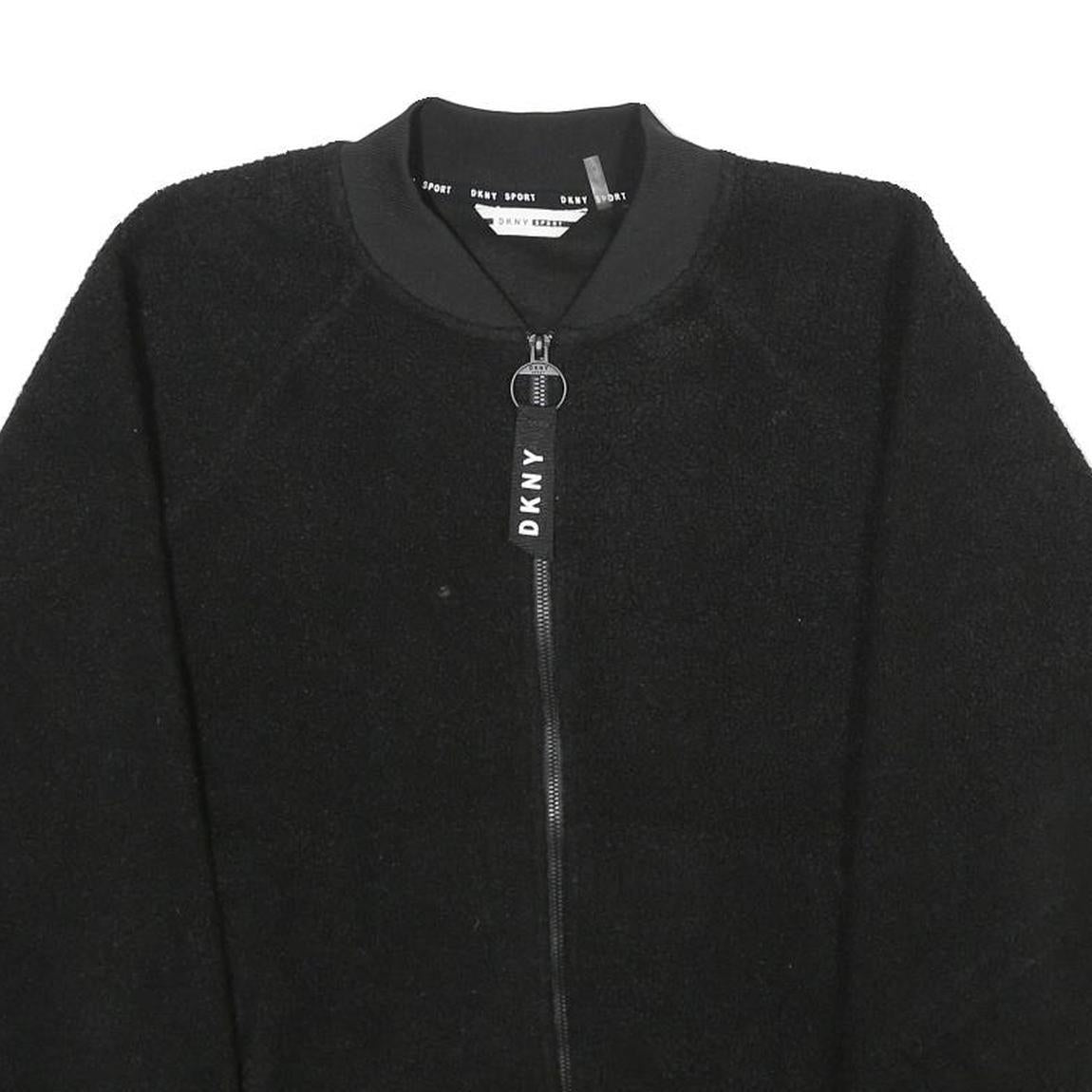DKNY Womens Black Sport Jacket S Polyester Zip Bomber Casual Striped Trim Refurbished - N/A refurbished available on Cerqular