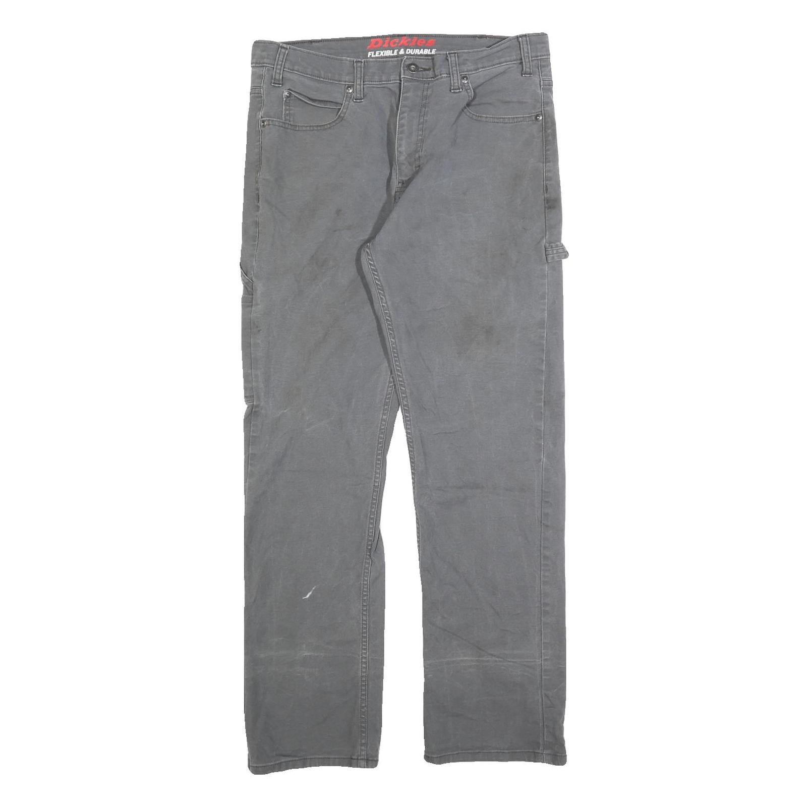 DICKIES Mens Cotton Blend Grey Workwear Regular Straight Trousers W34 L32 Refurbished - N/A refurbished available on Cerqular