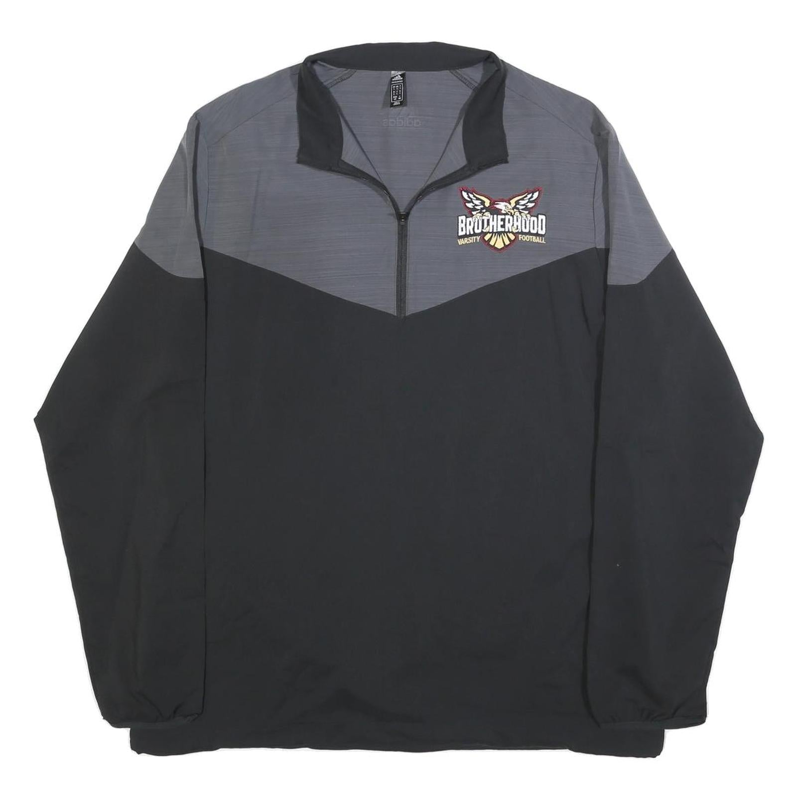 ADIDAS Mens Black & Grey Varsity Football Track Jacket L Polyester Zip Refurbished - N/A refurbished available on Cerqular