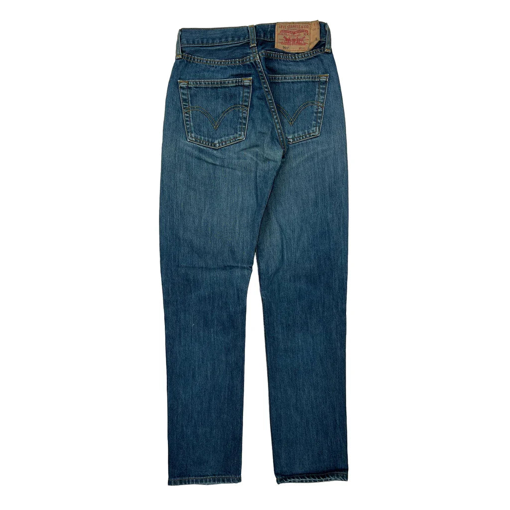 Levis 501 Jeans - 25W 30L Blue Denim Refurbished - Thrifted (note: this is a term often used to describe second- refurbished available on Cerqular