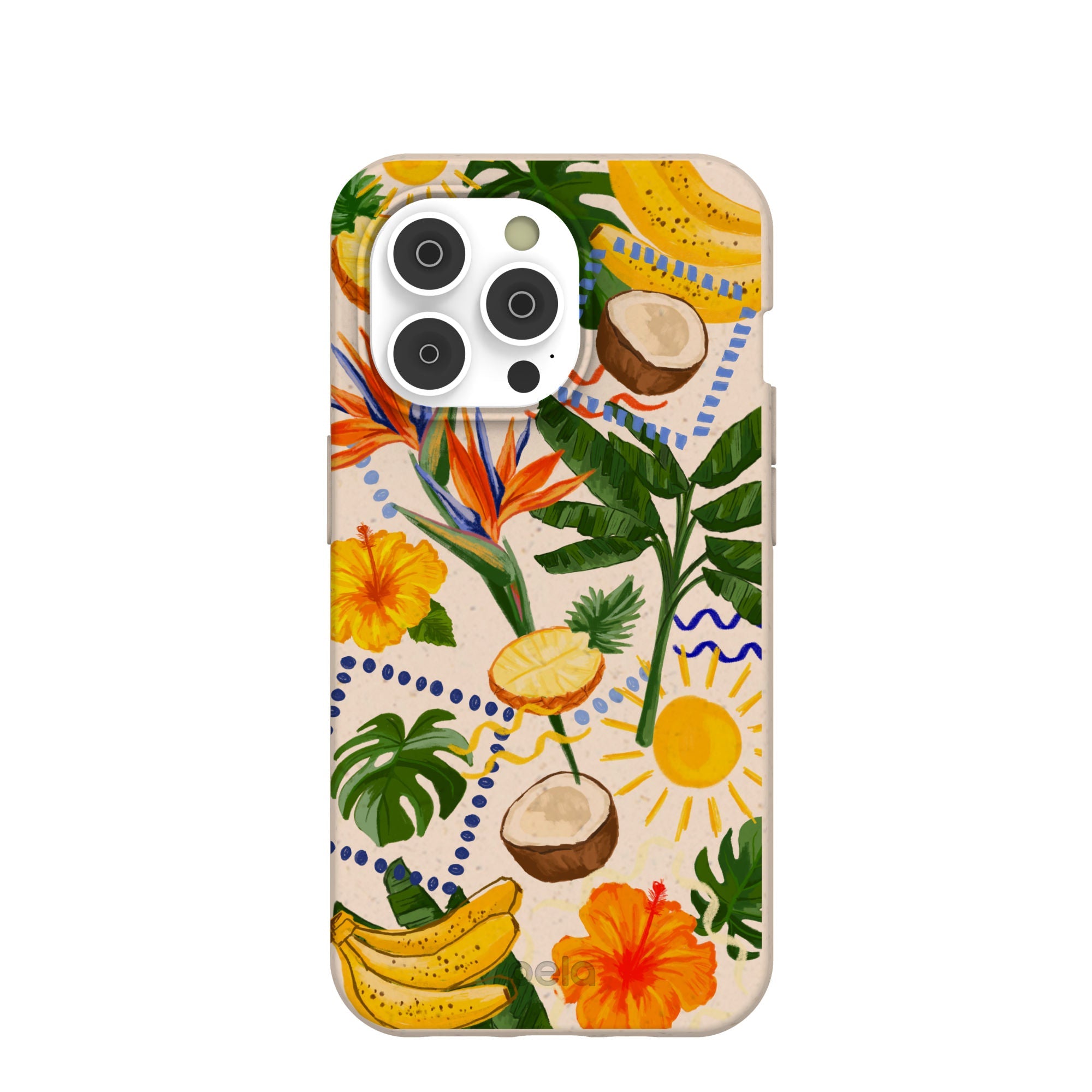 Seashell Tropics iPhone 14 Pro Case Refurbished - Pela Case refurbished available on Cerqular