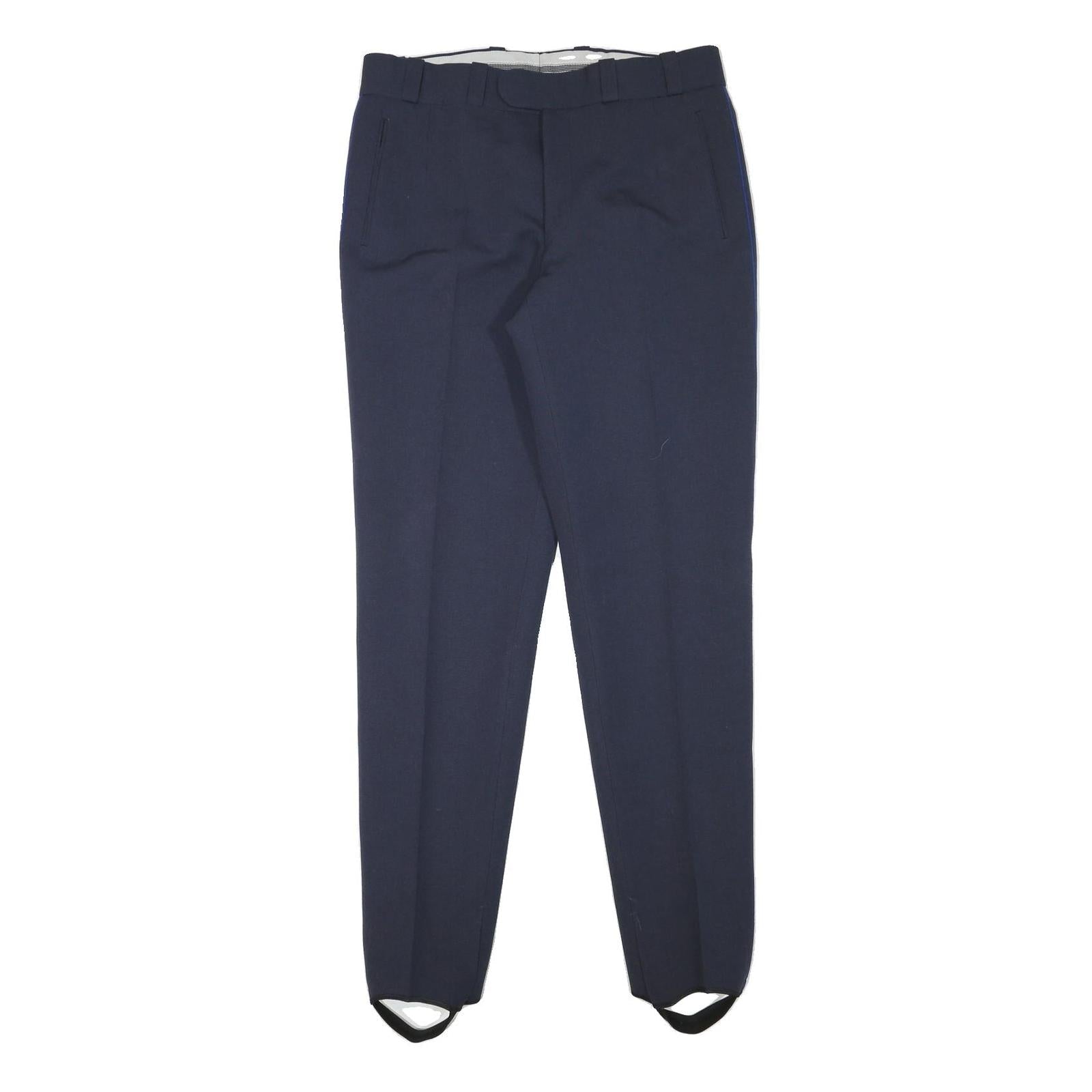 Mens Slim Navy Blue Polyester Blend Trousers W35 L35 Button Closure Formal Refurbished - N/A refurbished available on Cerqular
