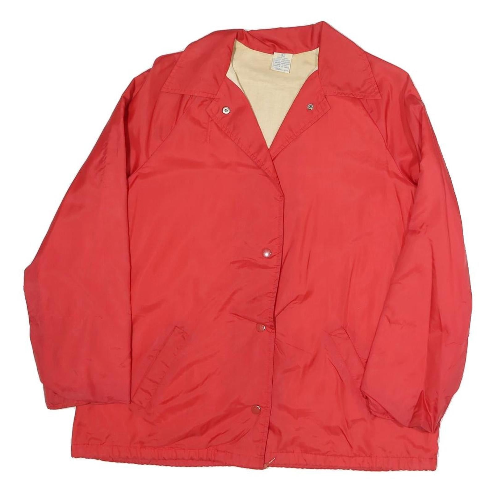 Womens Red Plain Button Jacket L Polyester Blend Casual Outerwear Refurbished - N/A refurbished available on Cerqular