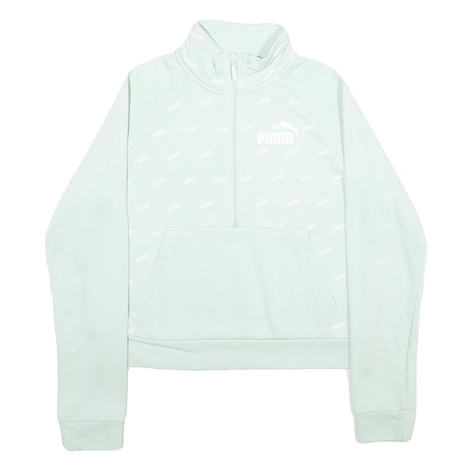 PUMA Womens White 1/4 Zip S Cotton Blend Sweatshirt Pullover Casual Activewear Refurbished - N/A refurbished available on Cerqular