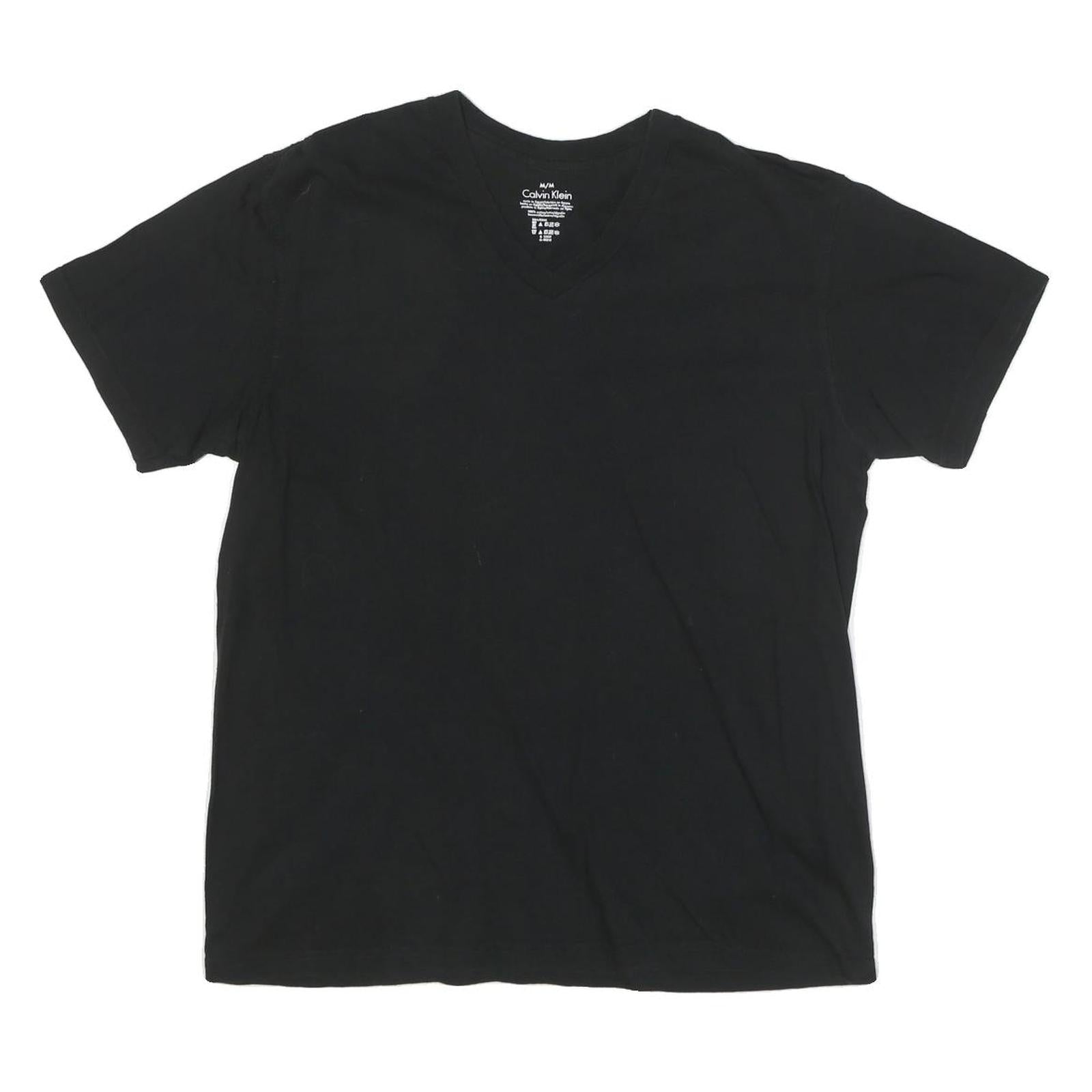 CALVIN KLEIN JEANS Mens Black V-Neck T-Shirt M Cotton Blend Crew Neck Short Refurbished - N/A refurbished available on Cerqular