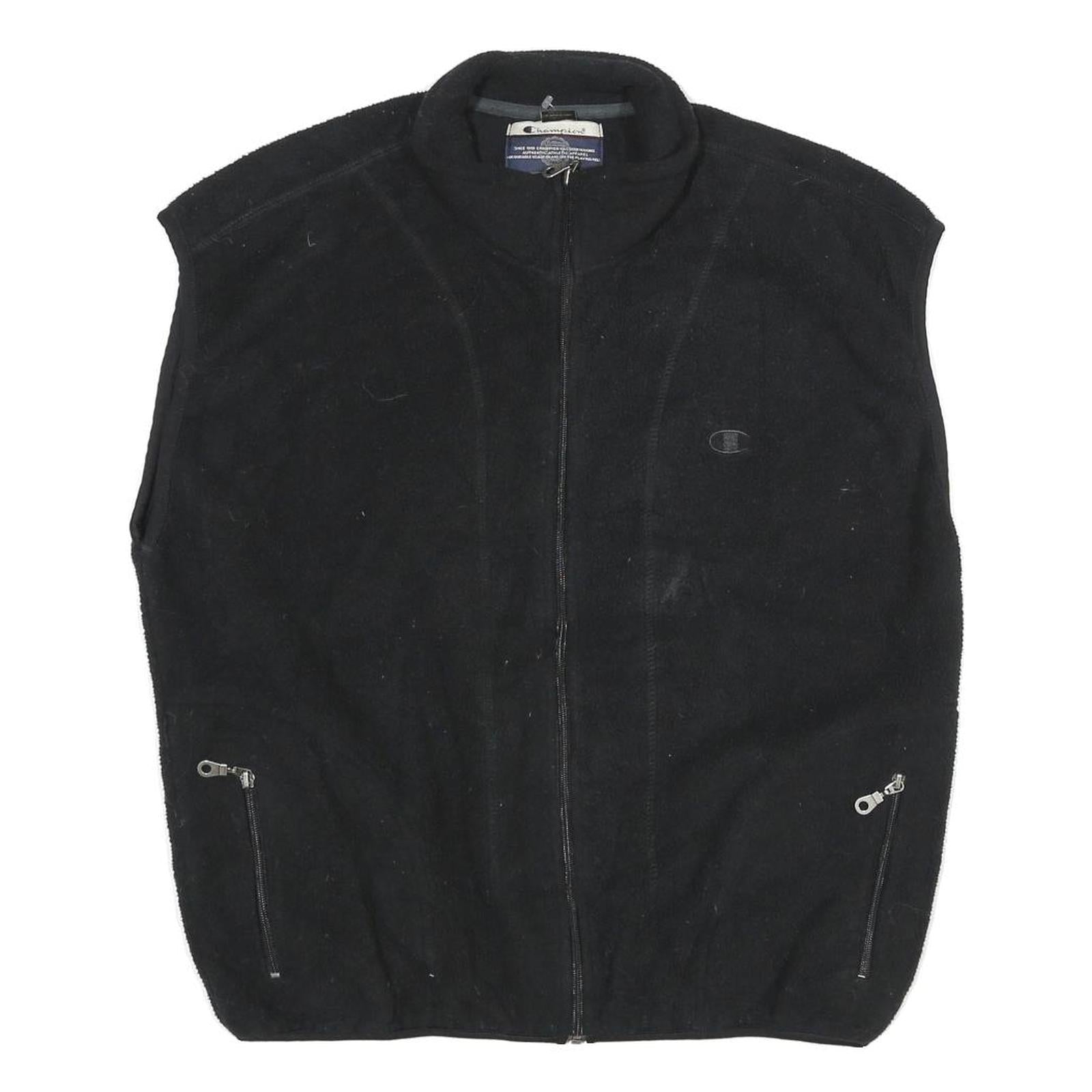 CHAMPION Mens Black Zip Jacket L Polyester Plain Logo Casual Lightweight Refurbished - N/A refurbished available on Cerqular