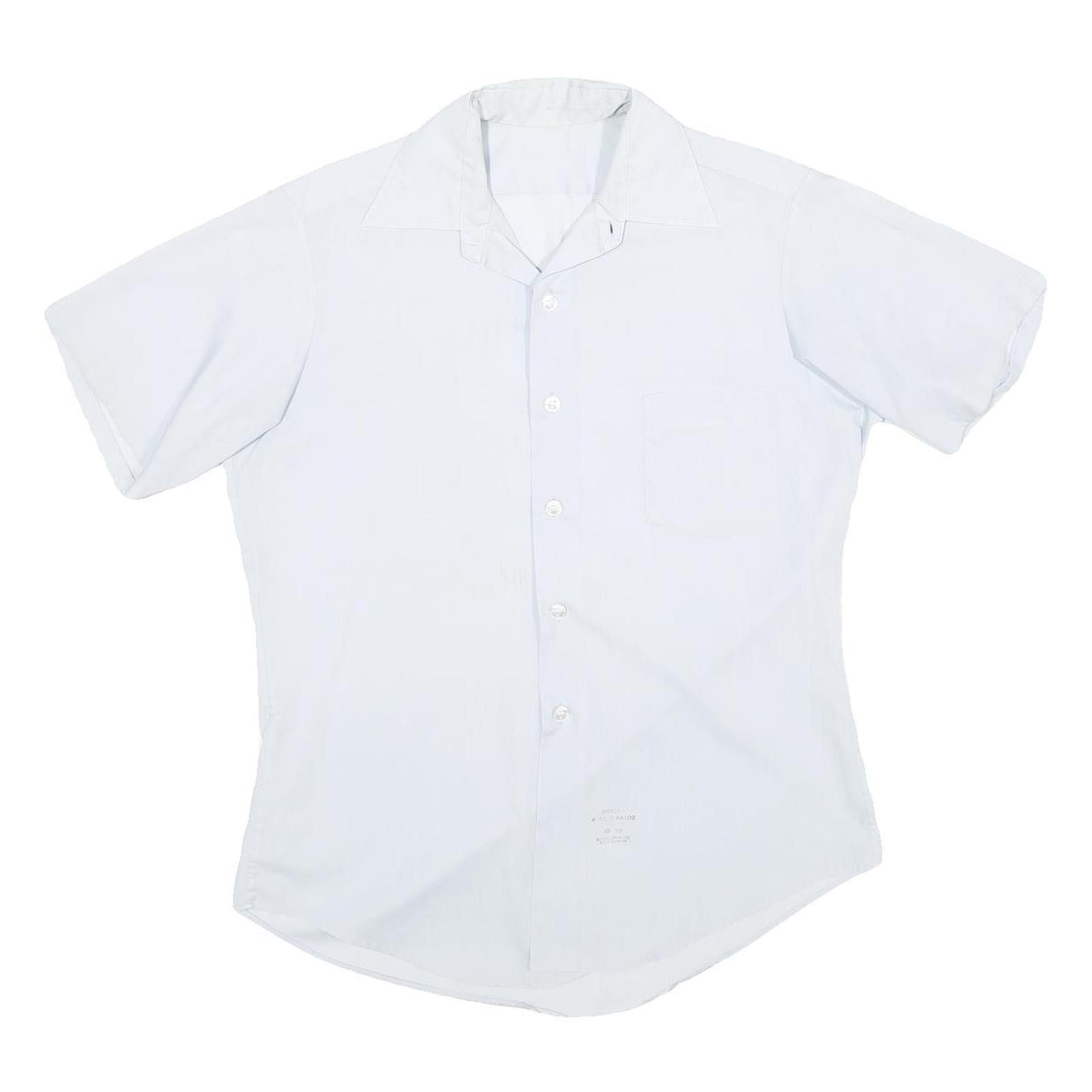 Mens White Plain Shirt S Short Sleeve Button Polyester Blend Casual Workwear Refurbished - N/A refurbished available on Cerqular