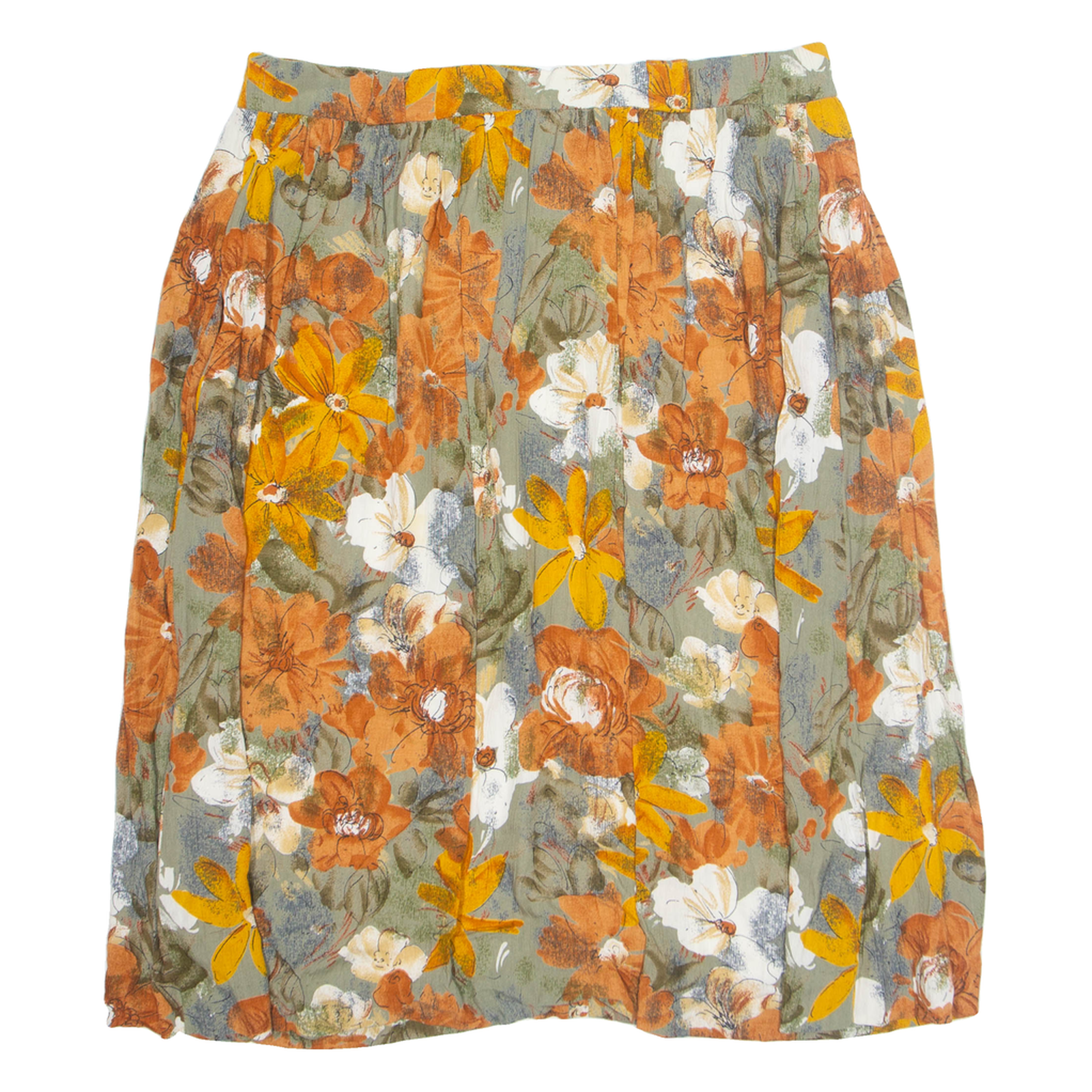 Womens A-Line Skirt Brown Knee Length Viscose Floral L Refurbished - N/A refurbished available on Cerqular
