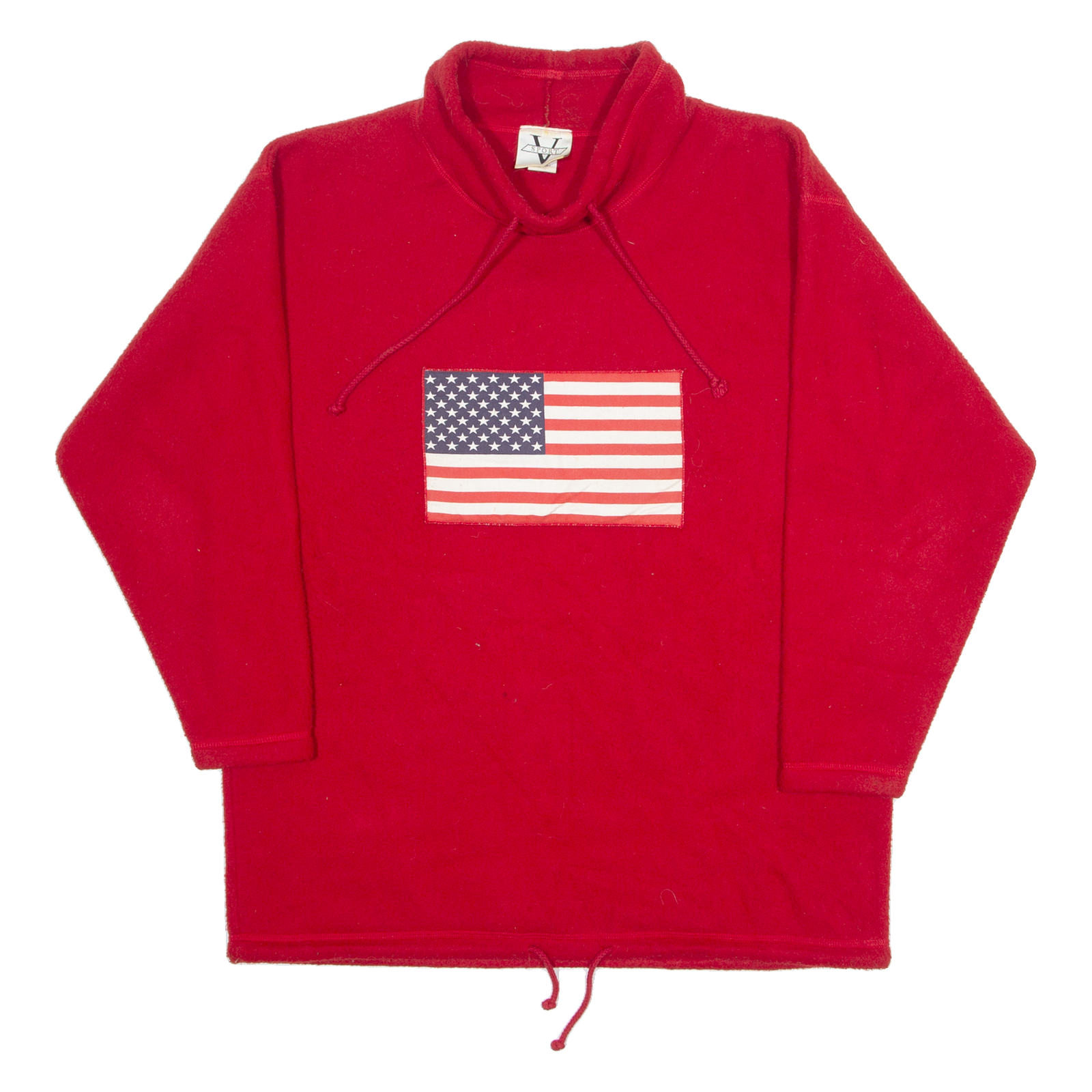 V-SPORT USA Flag Mens Fleece Red High Neck 90s Tight Knit L Refurbished - N/A refurbished available on Cerqular