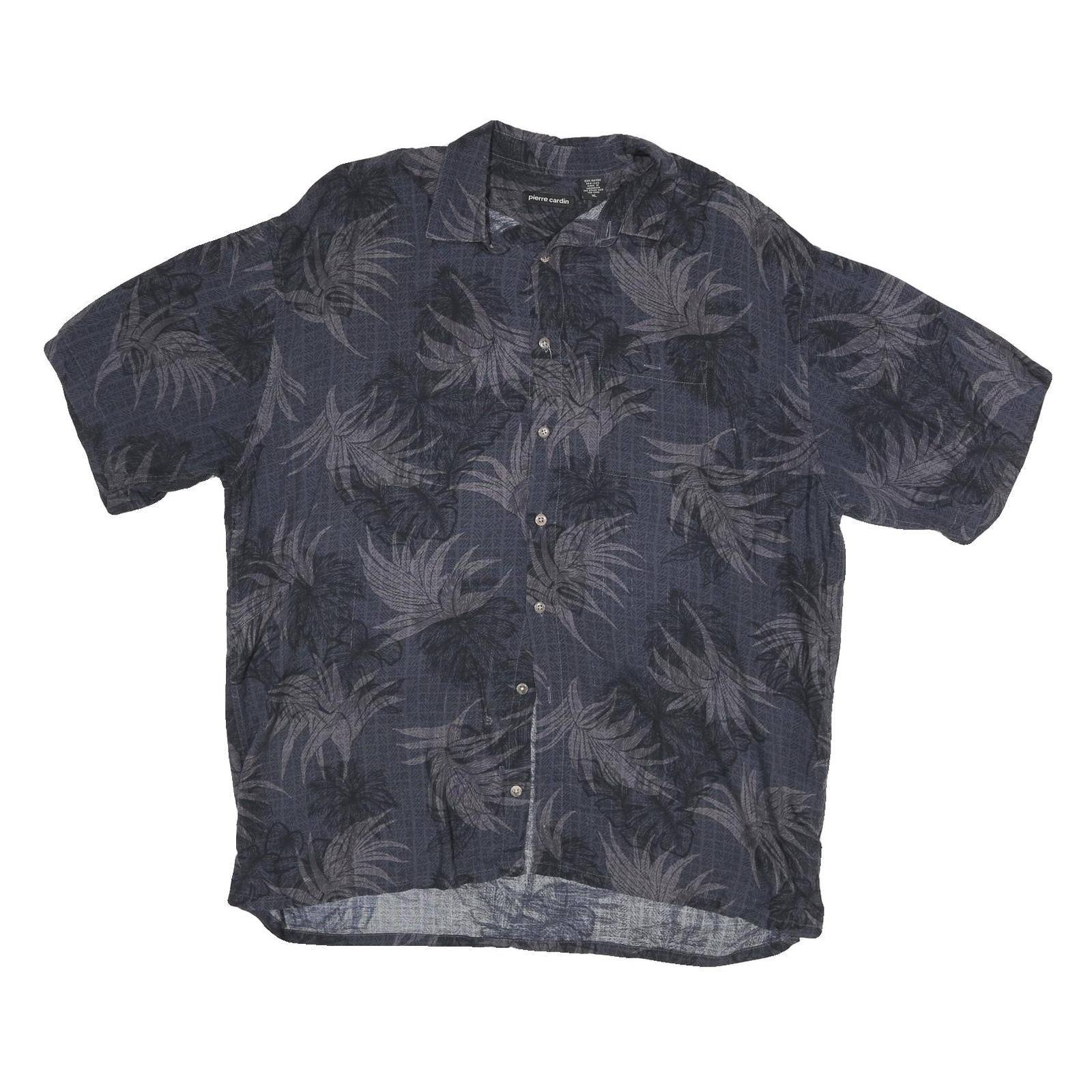 PIERRE CARDIN Mens Navy Blue & Grey Pattern Rayon Shirt XL Casual Summer Wear Refurbished - N/A refurbished available on Cerqular