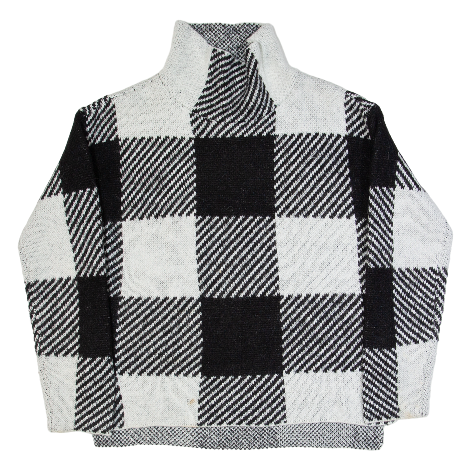 DKNY Womens Patterned Jumper Black Check High Neck Tight Knit XXS Refurbished - N/A refurbished available on Cerqular