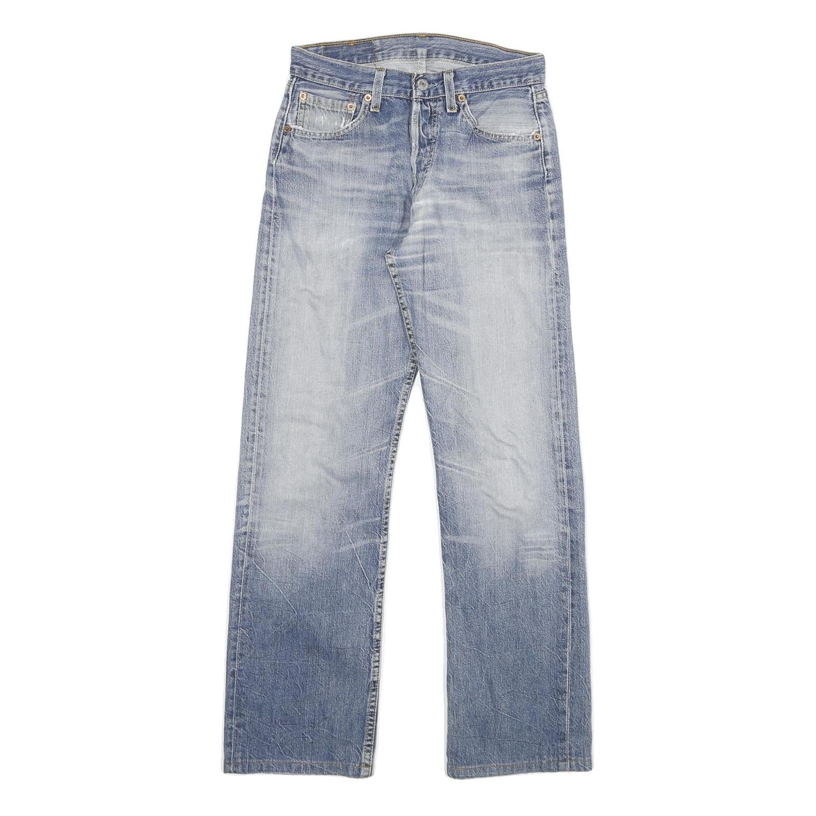 LEVI'S 501 Mens Jeans Blue Regular Straight Denim Light W26 L29 Classic Button Refurbished - N/A refurbished available on Cerqular